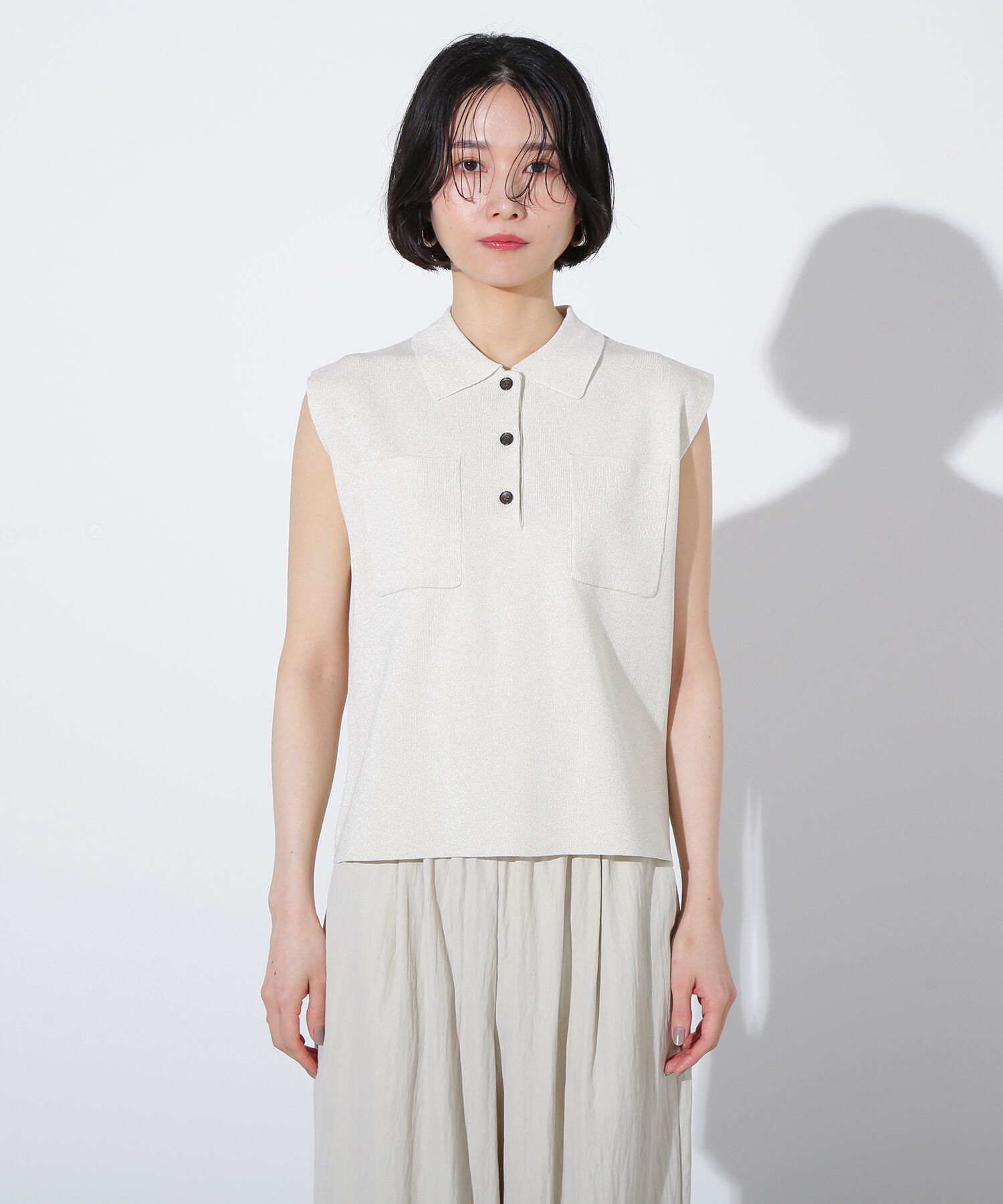  「ラメ混ポロエリニット」|ニット・セーター|