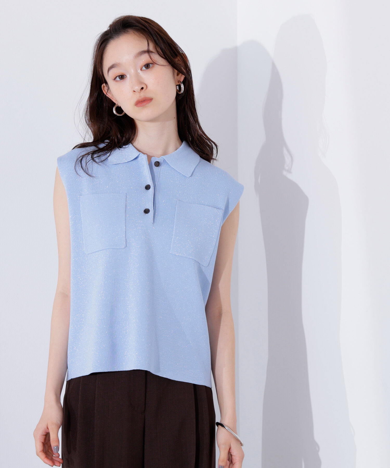  「ラメ混ポロエリニット」|ニット・セーター|