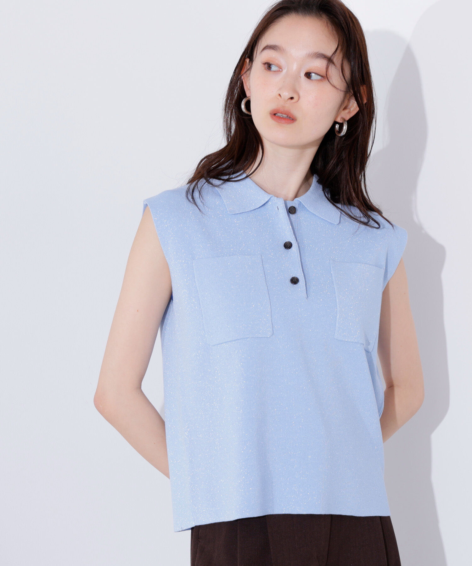  「ラメ混ポロエリニット」|ニット・セーター|