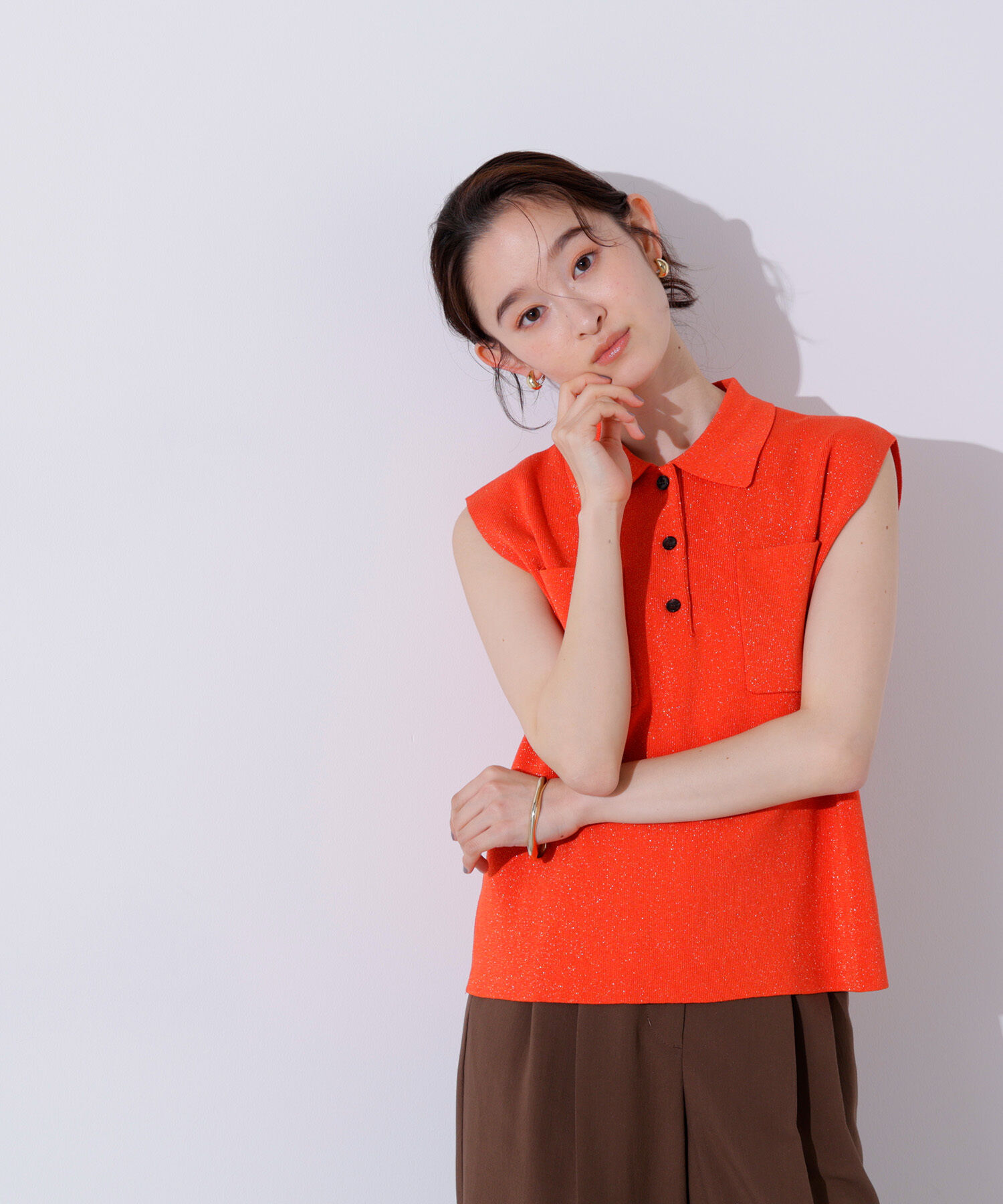  「ラメ混ポロエリニット」|ニット・セーター|