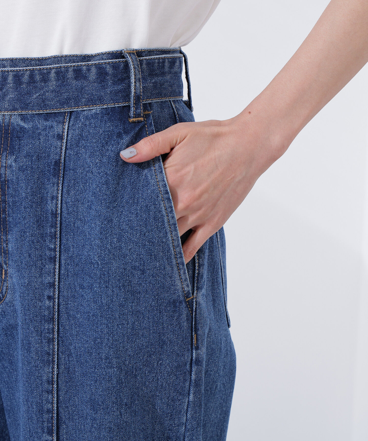  「ベルテッドワイドデニムパンツ」|その他|