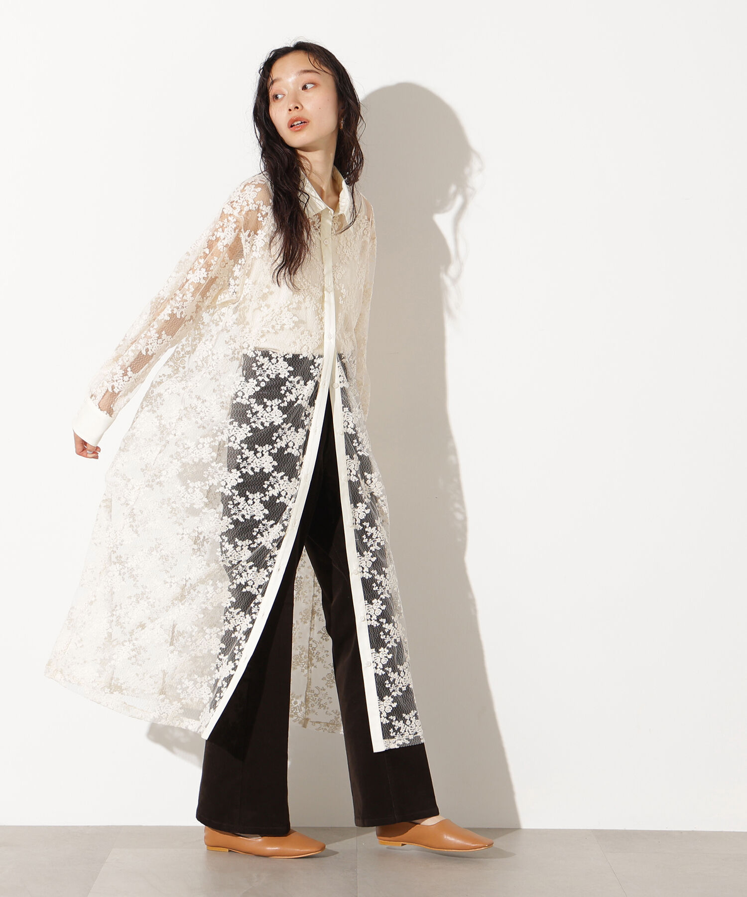  「レースクレリックシャツワンピース」|ワンピース|