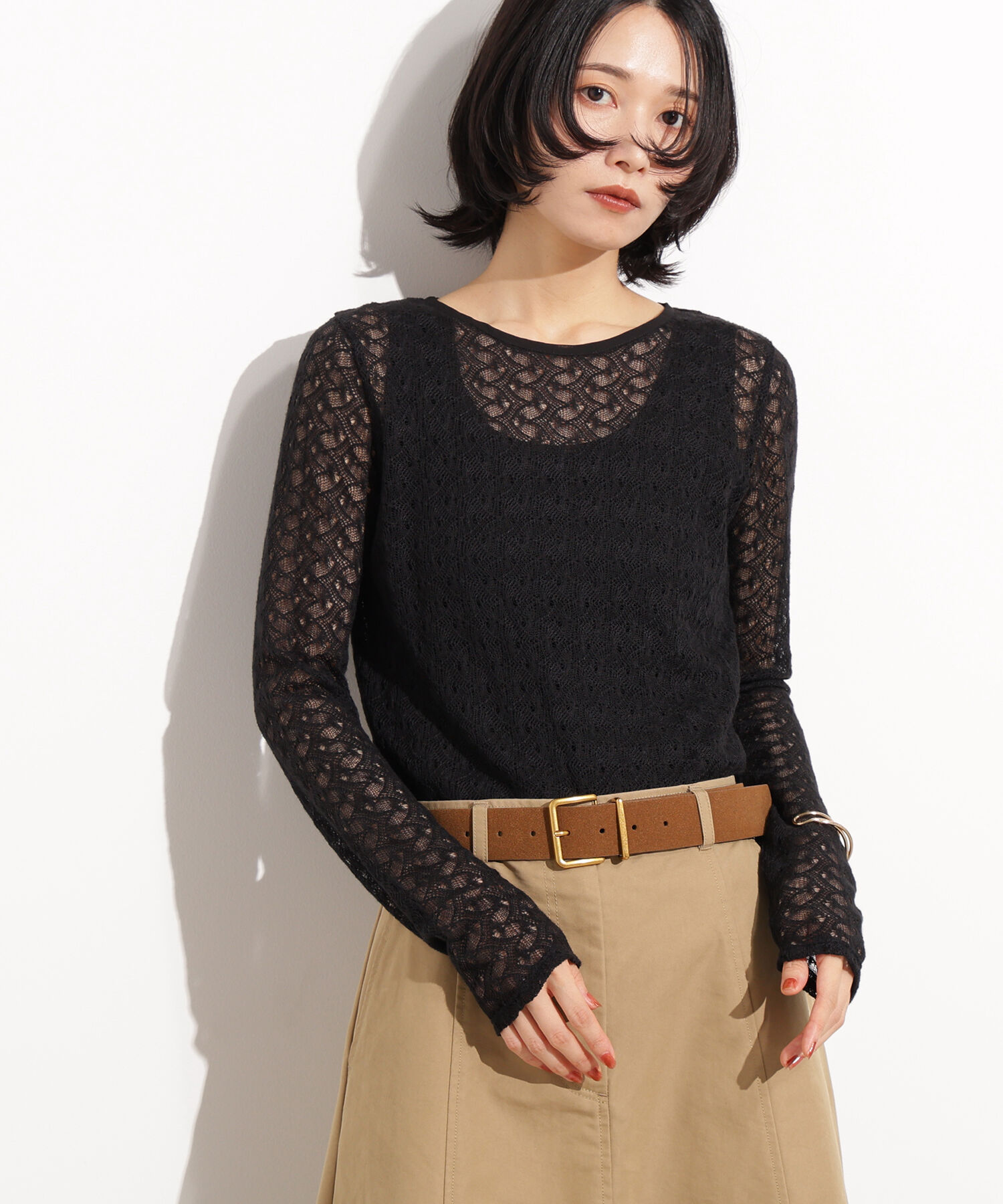  「クルーネックレースカットソー」|Tシャツ・カットソー|