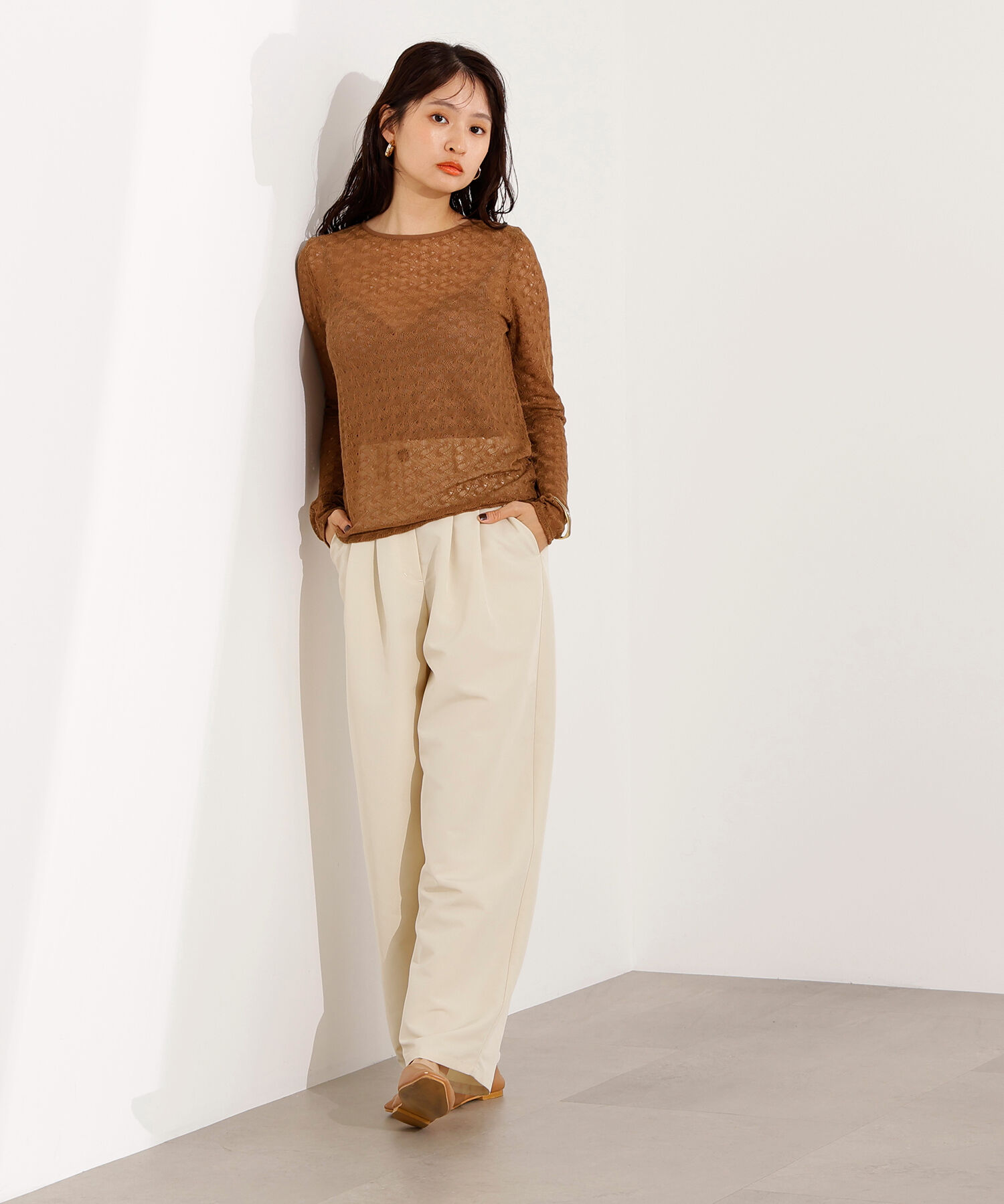  「クルーネックレースカットソー」|Tシャツ・カットソー|