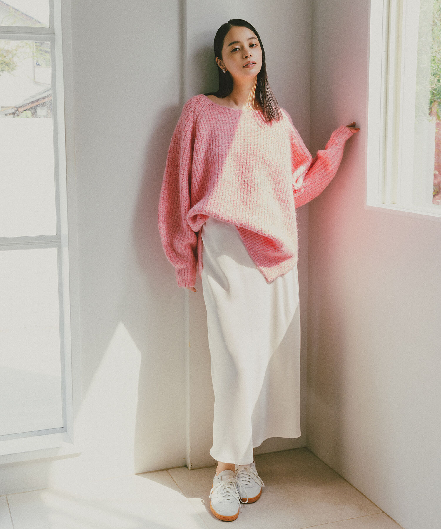  「サテンナロースカート」|スカート|エクリュ1