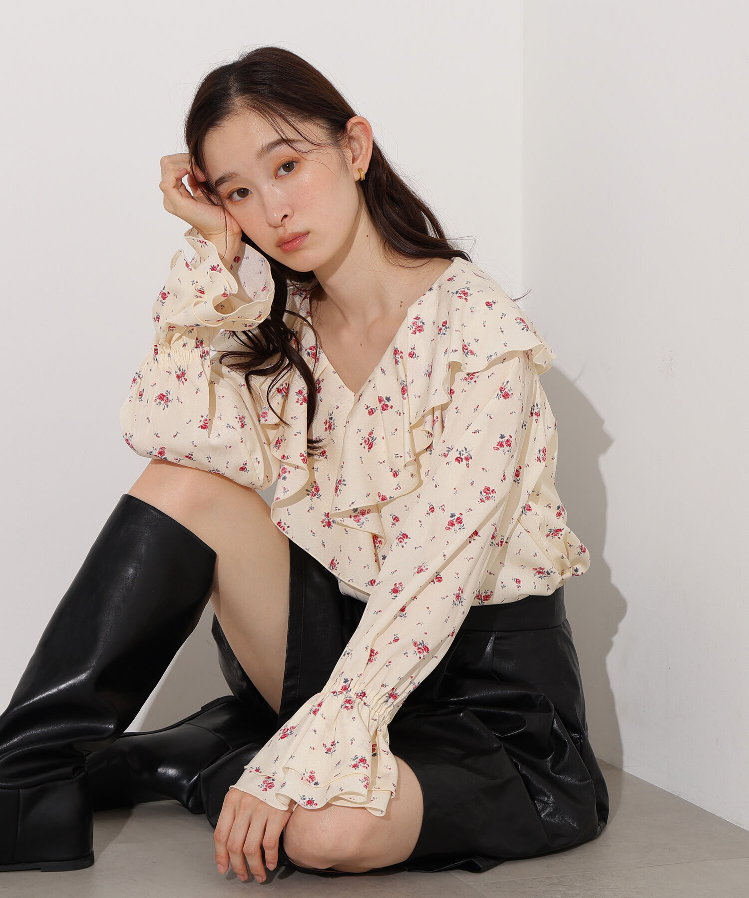  「プリントラッフルブラウス」|シャツ・ブラウス|