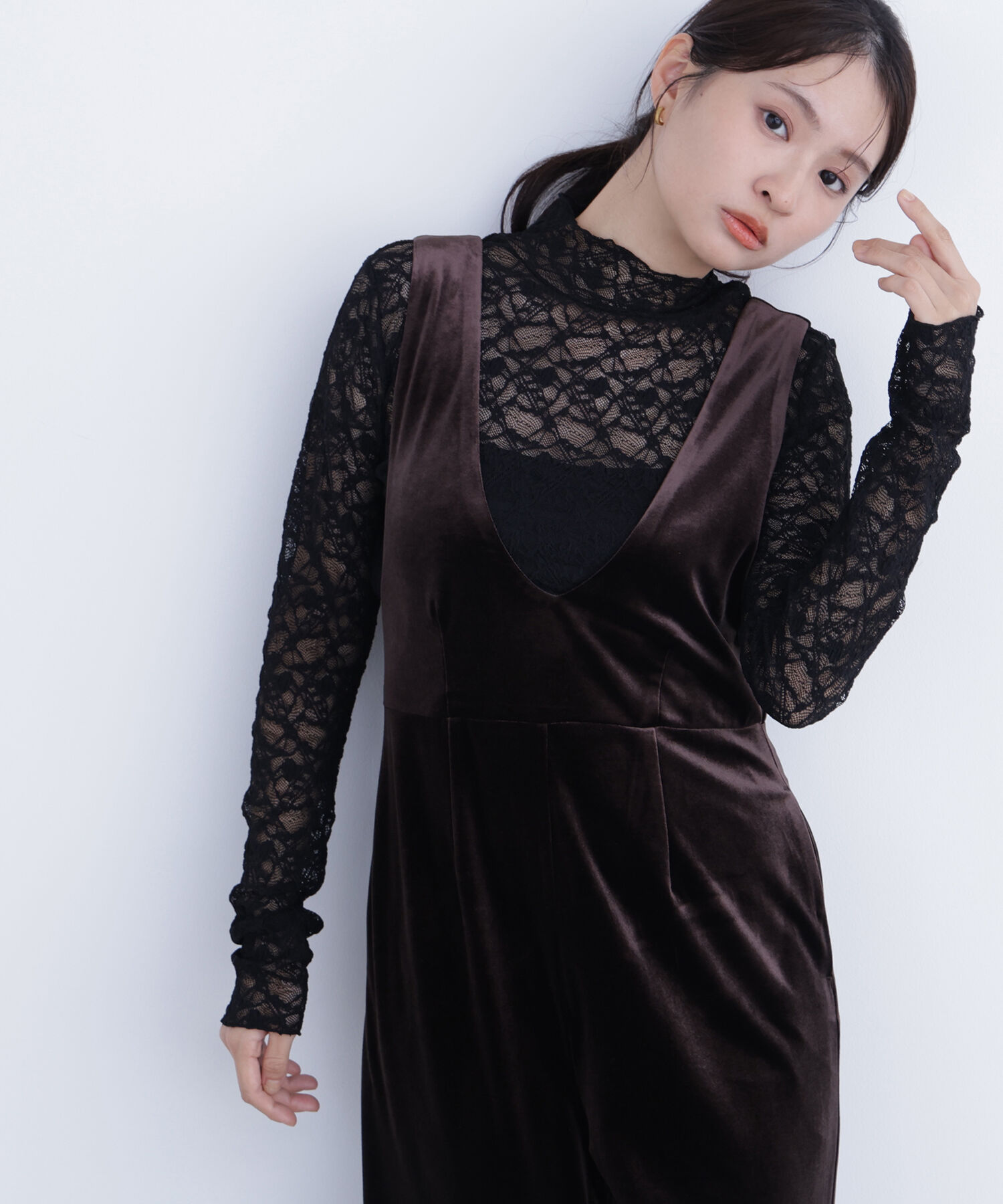  「レースハイネックカットソー」|Tシャツ・カットソー|