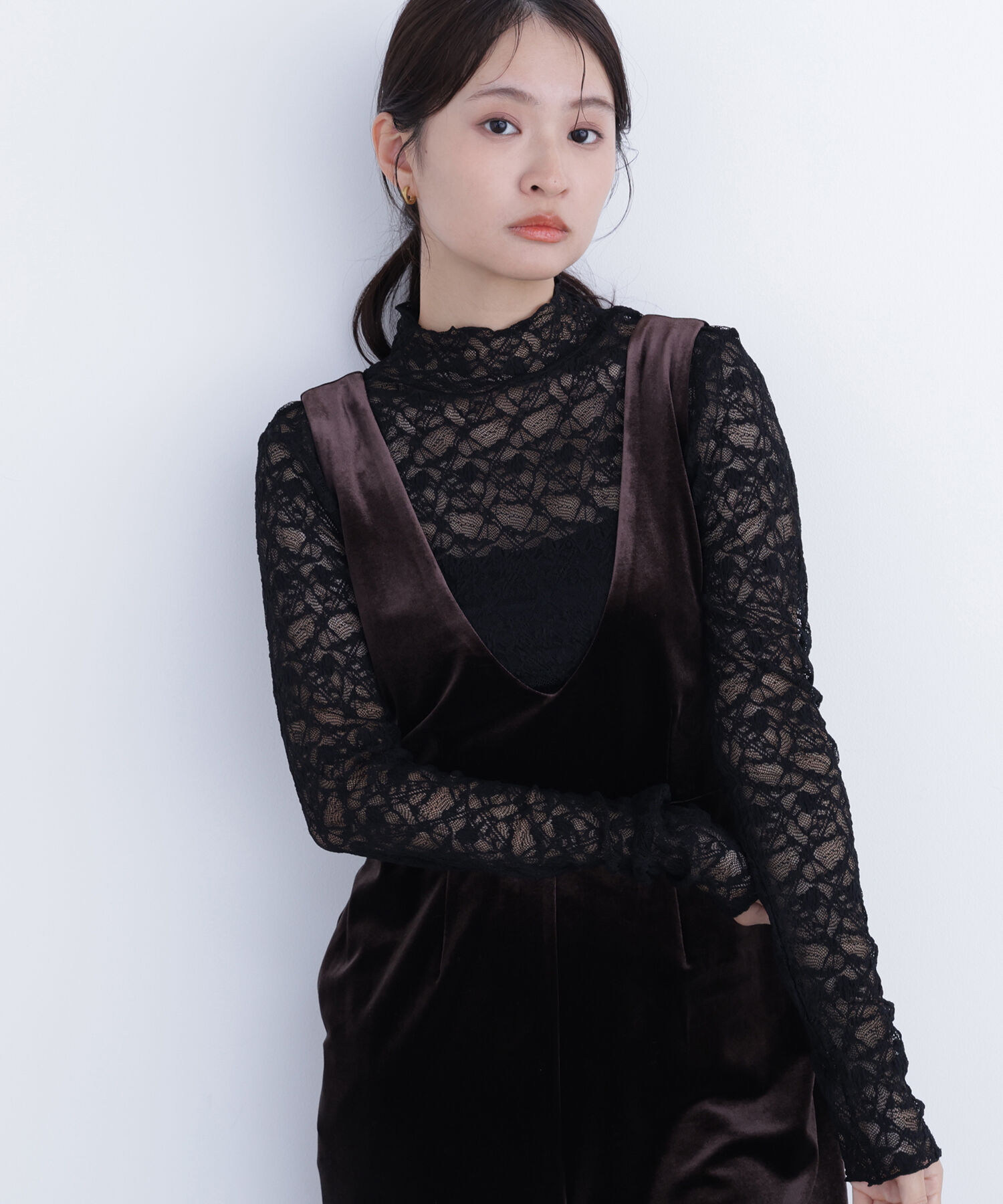  「レースハイネックカットソー」|Tシャツ・カットソー|