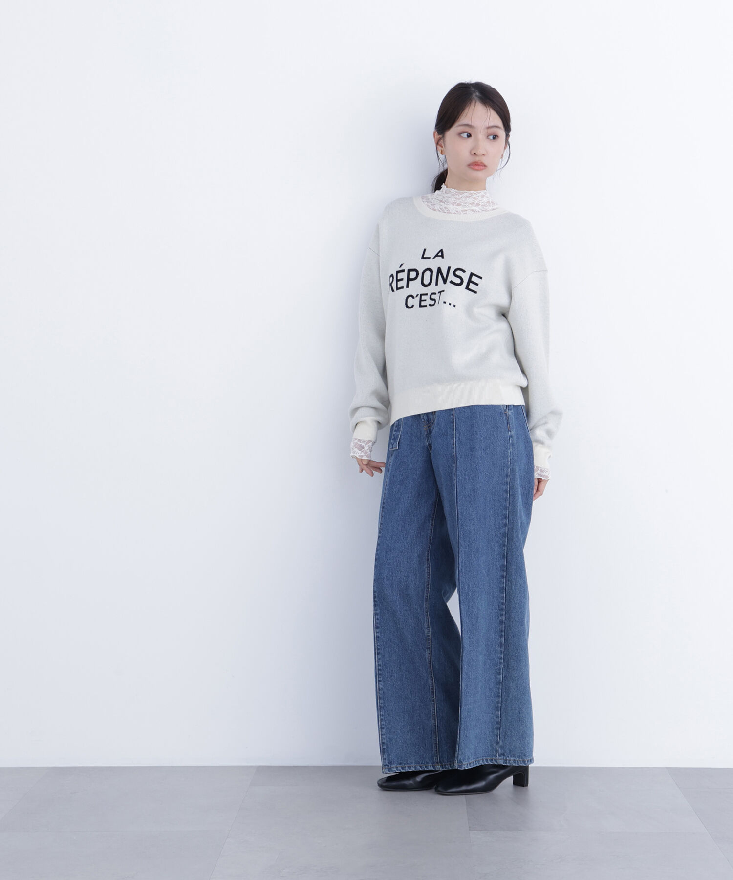  「レースハイネックカットソー」|Tシャツ・カットソー|