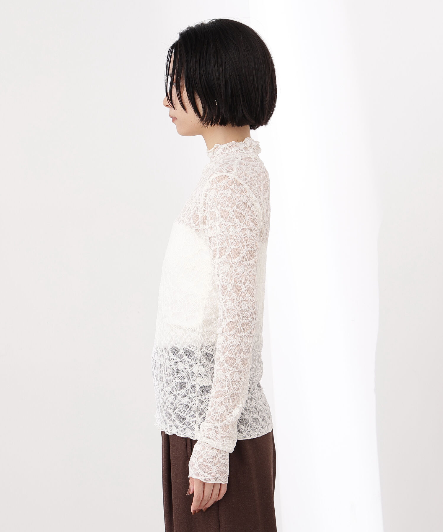  「レースハイネックカットソー」|Tシャツ・カットソー|