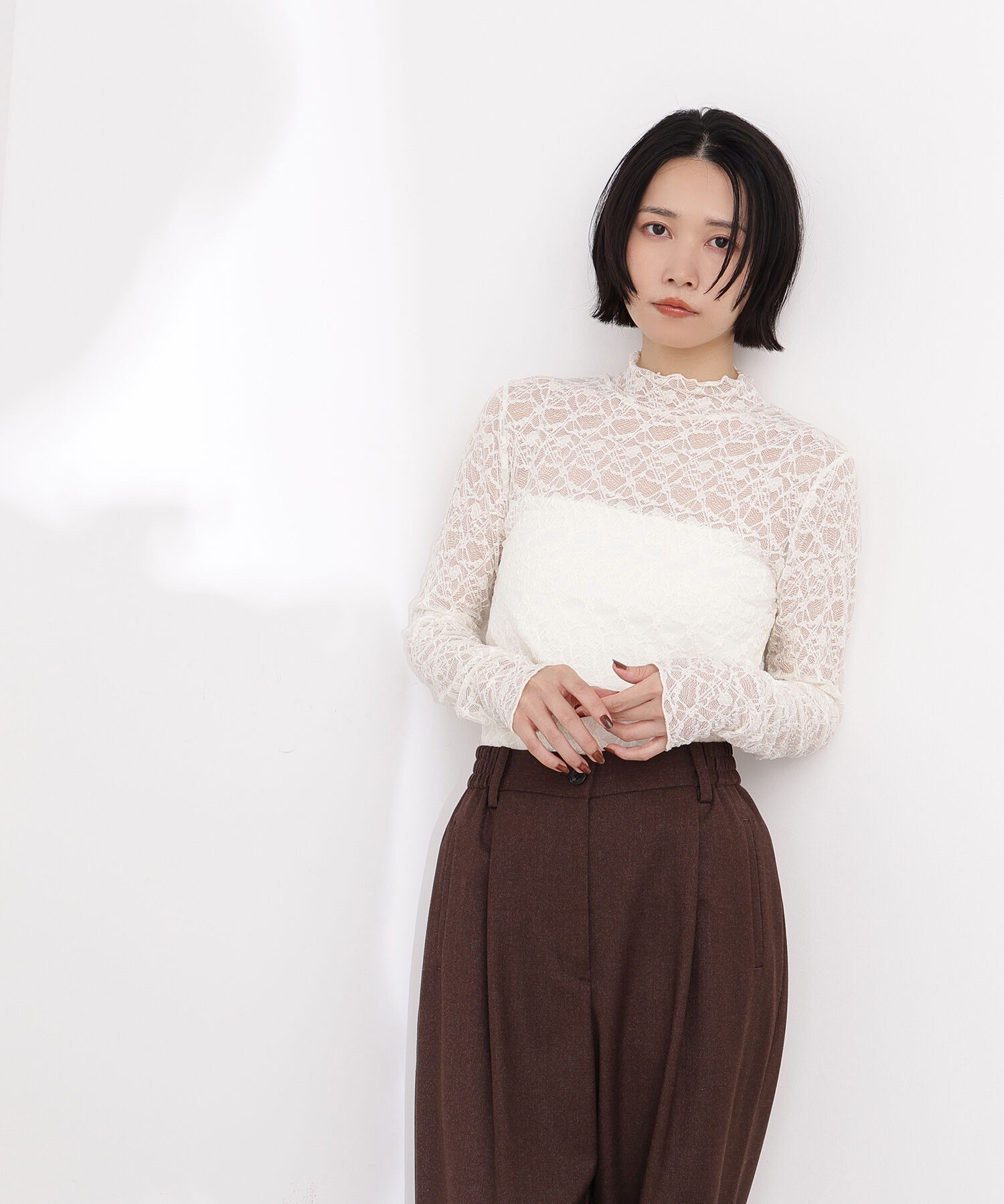  「レースハイネックカットソー」|Tシャツ・カットソー|