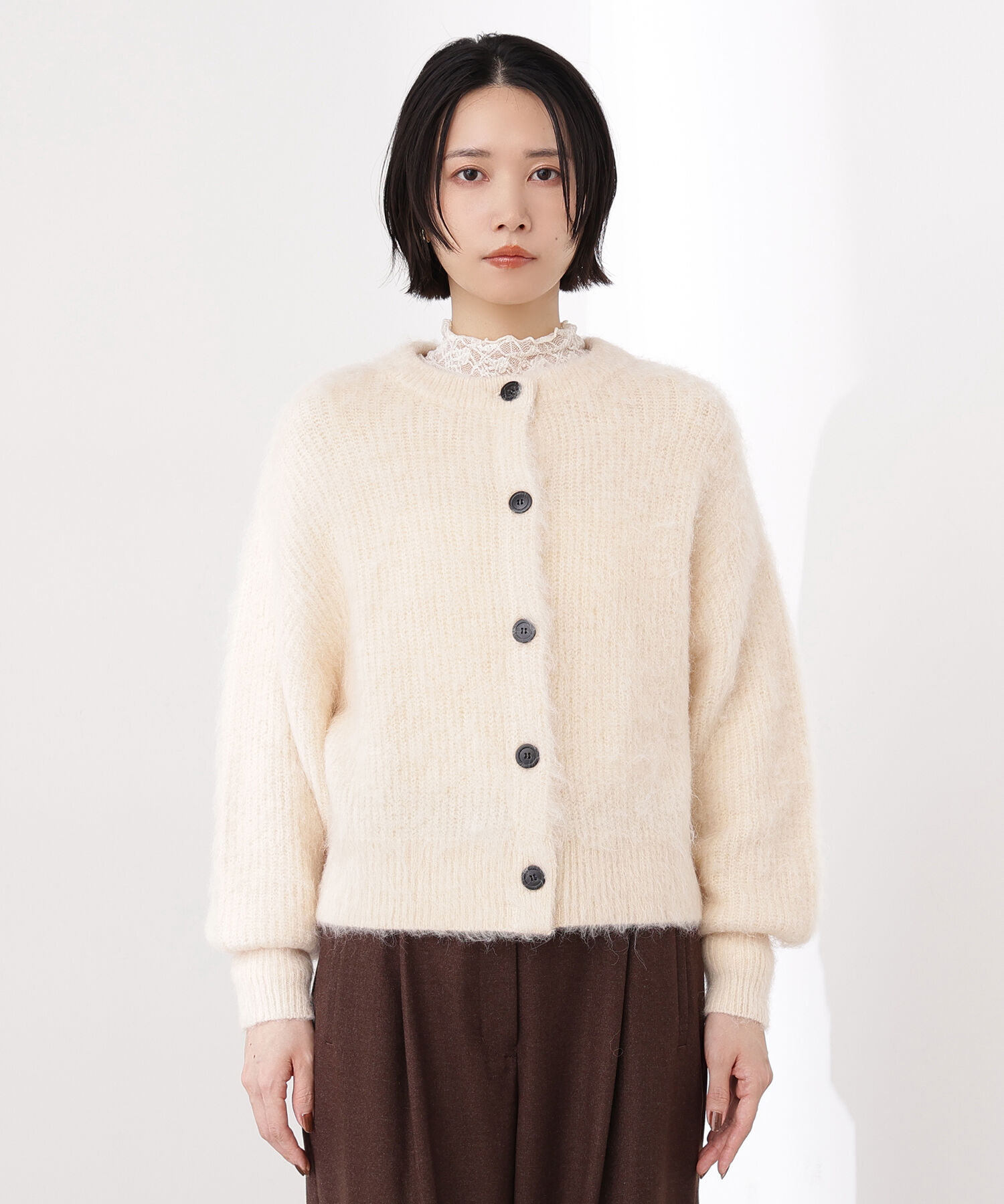  「クルーネックフェザーカーディガン」|ニット・セーター|