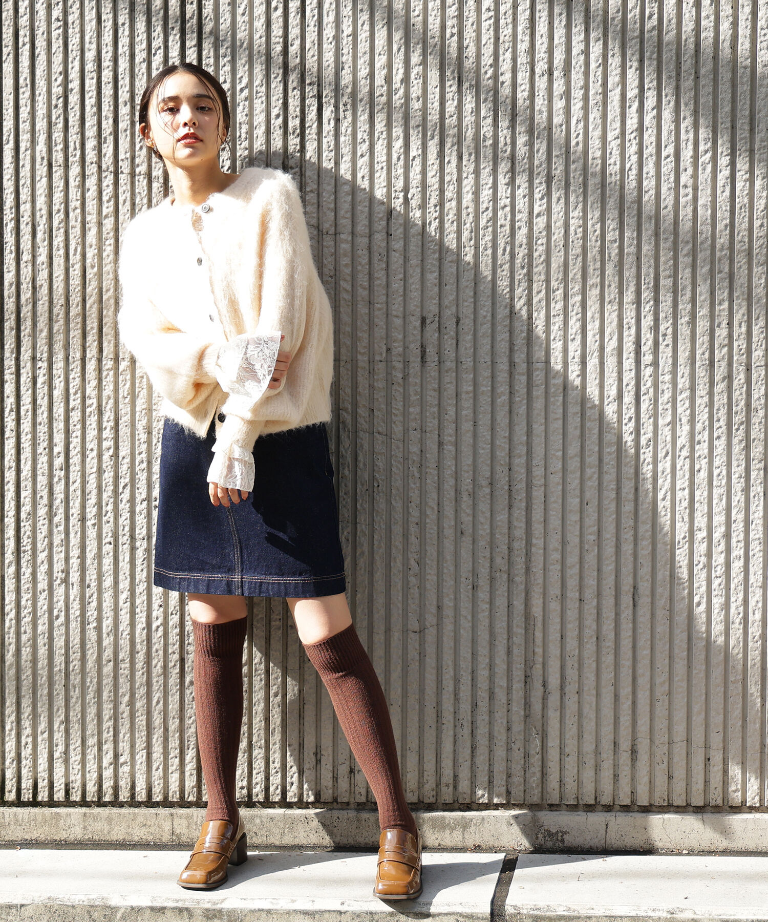  「クルーネックフェザーカーディガン」|ニット・セーター|