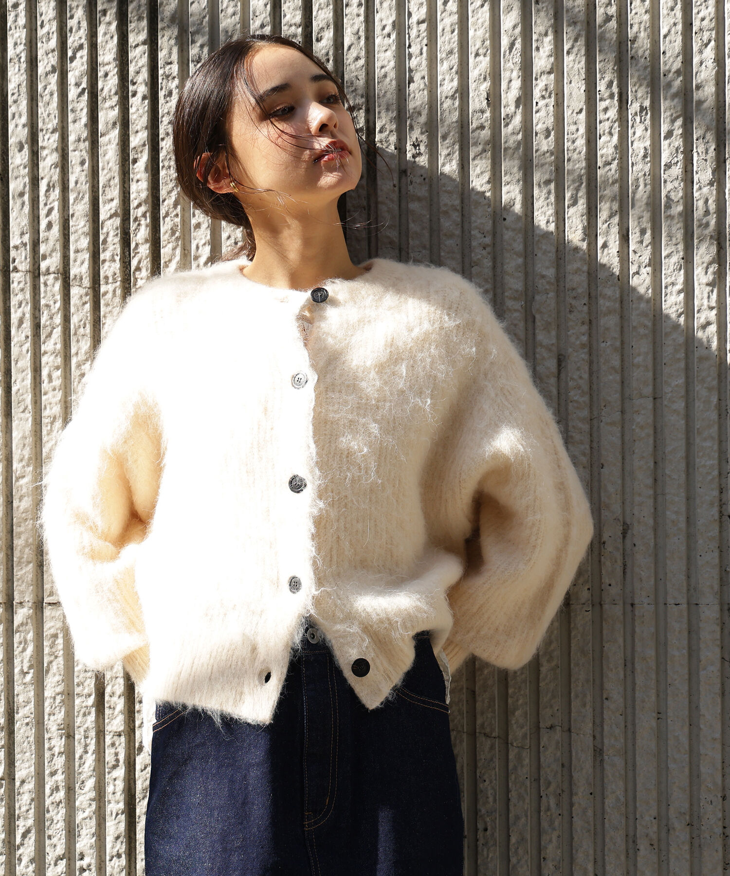  「クルーネックフェザーカーディガン」|ニット・セーター|