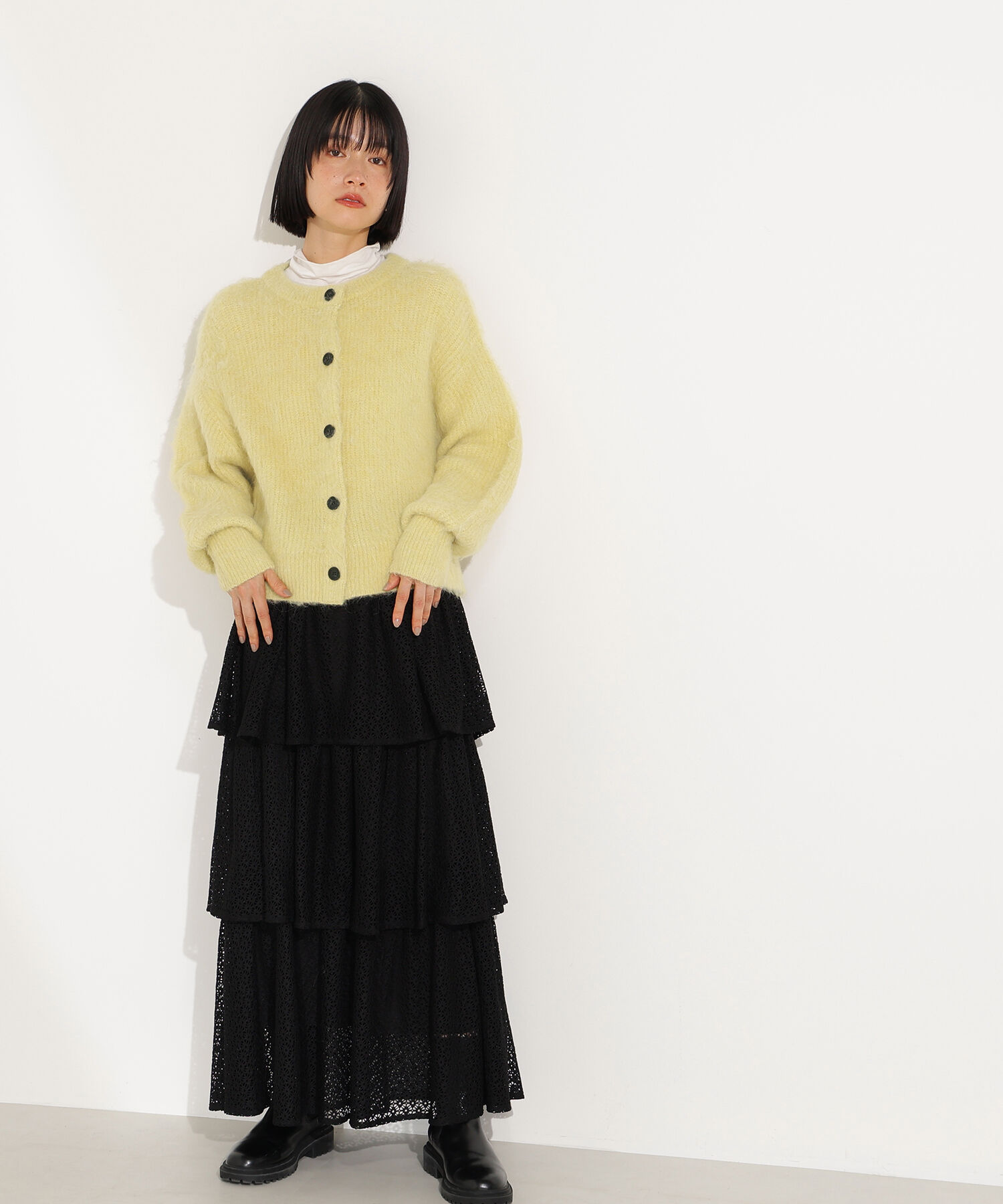  「クルーネックフェザーカーディガン」|ニット・セーター|