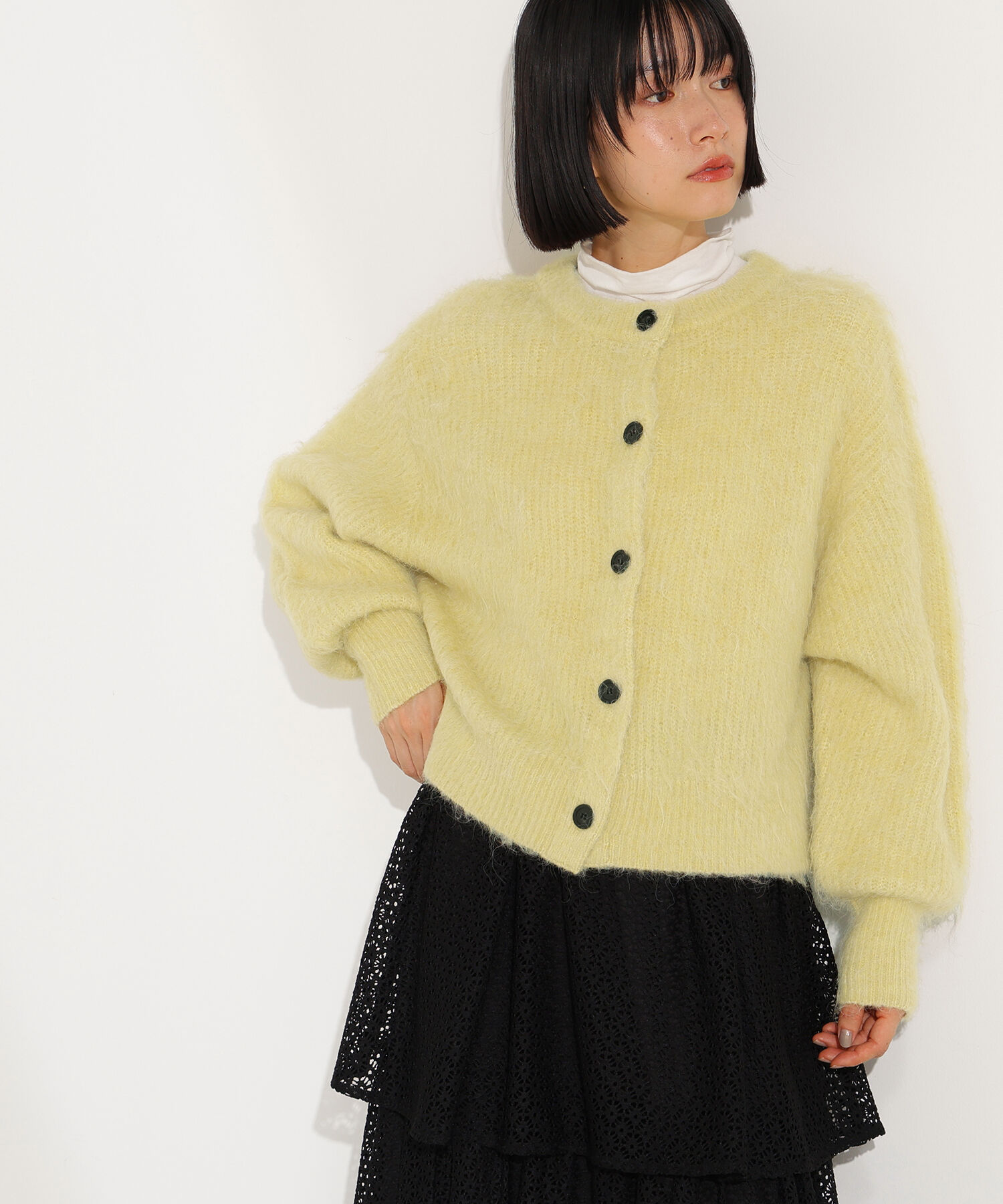  「クルーネックフェザーカーディガン」|ニット・セーター|