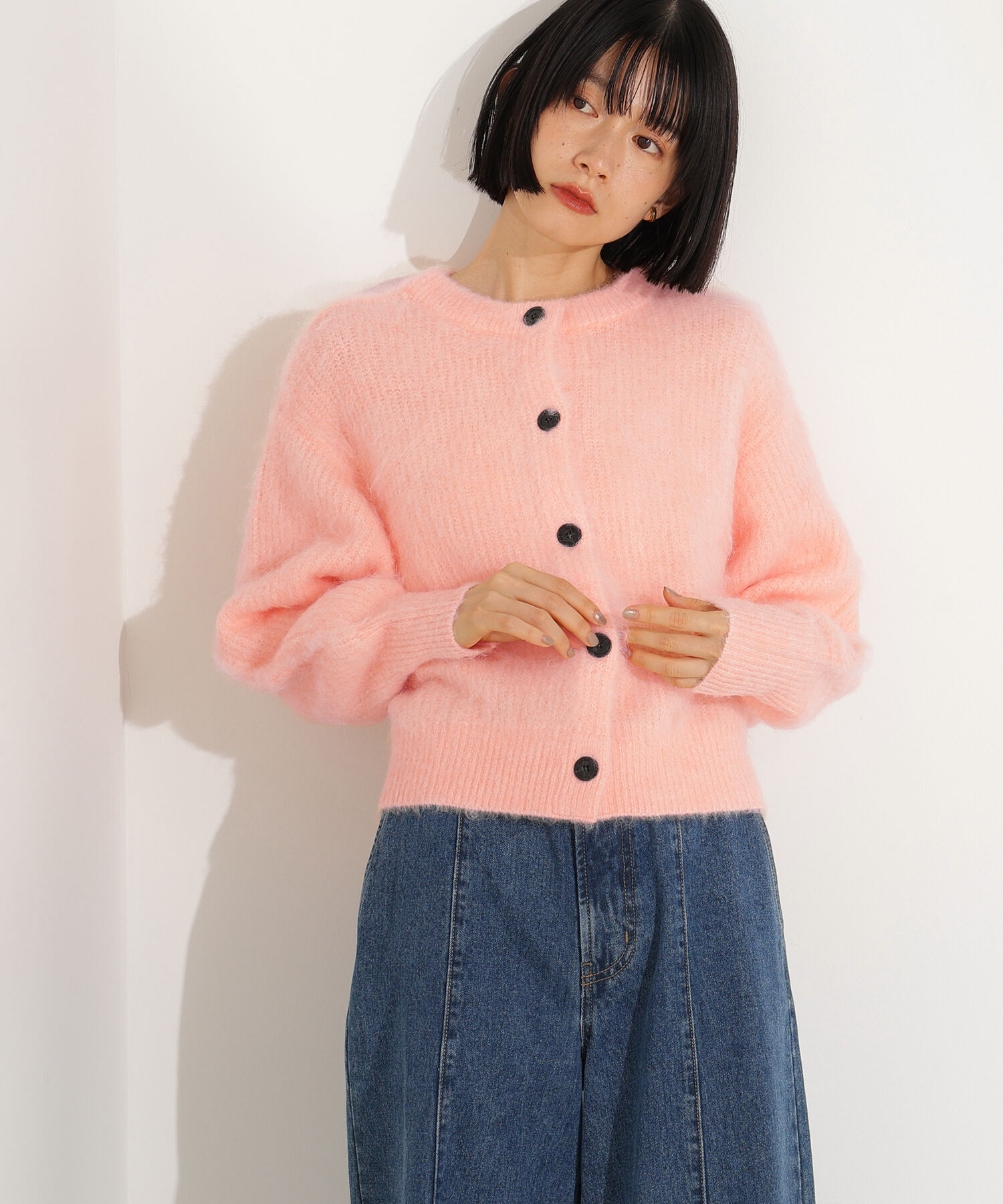  「クルーネックフェザーカーディガン」|ニット・セーター|