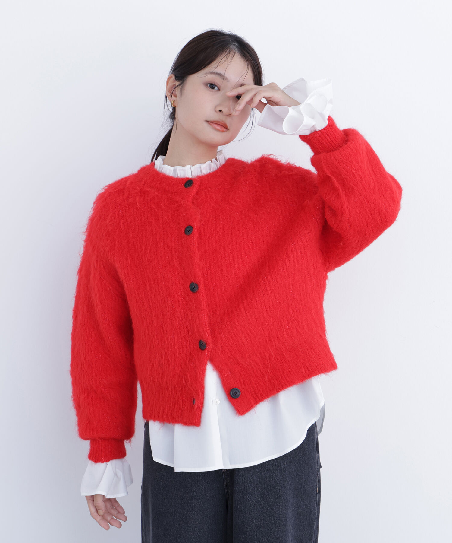  「クルーネックフェザーカーディガン」|ニット・セーター|