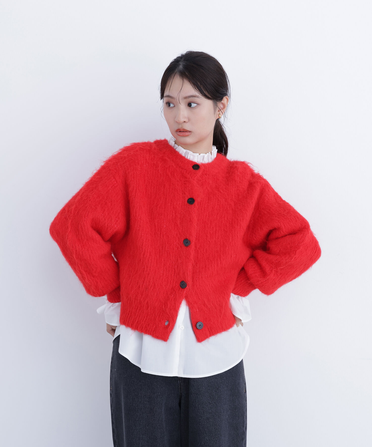  「クルーネックフェザーカーディガン」|ニット・セーター|