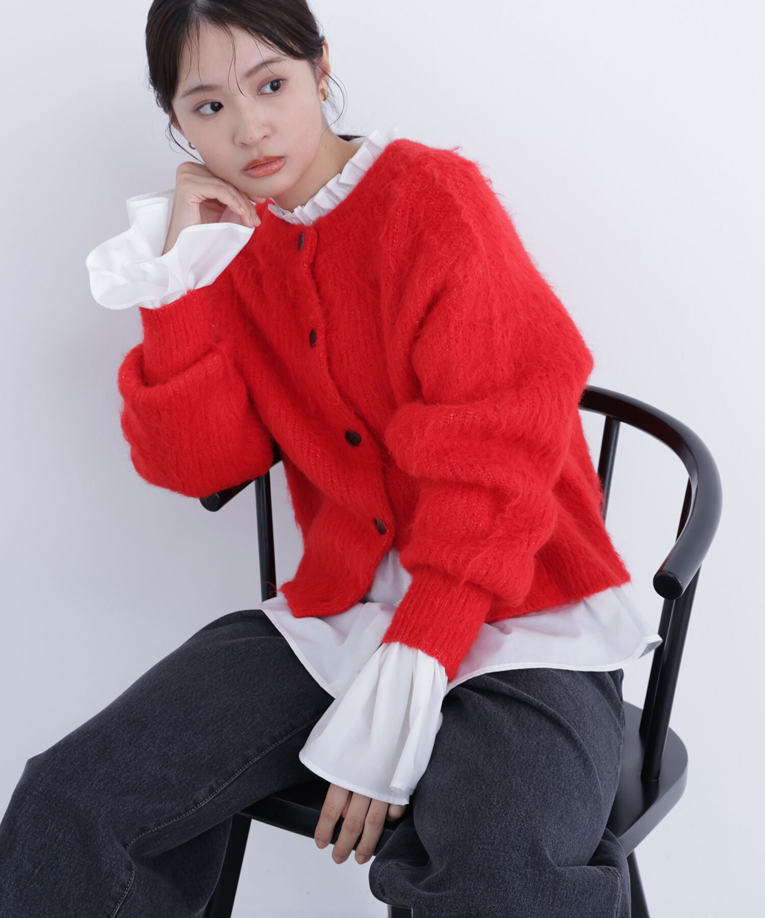  「クルーネックフェザーカーディガン」|ニット・セーター|