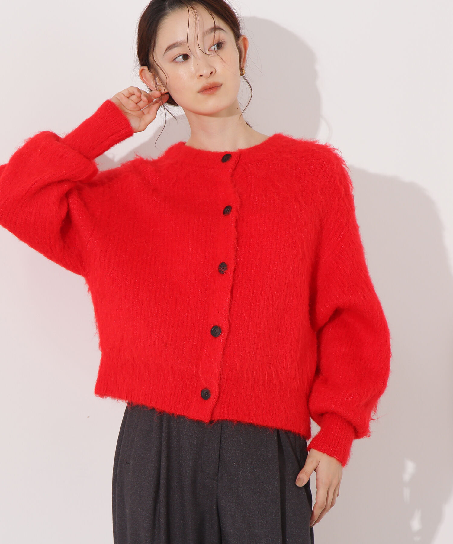  「クルーネックフェザーカーディガン」|ニット・セーター|