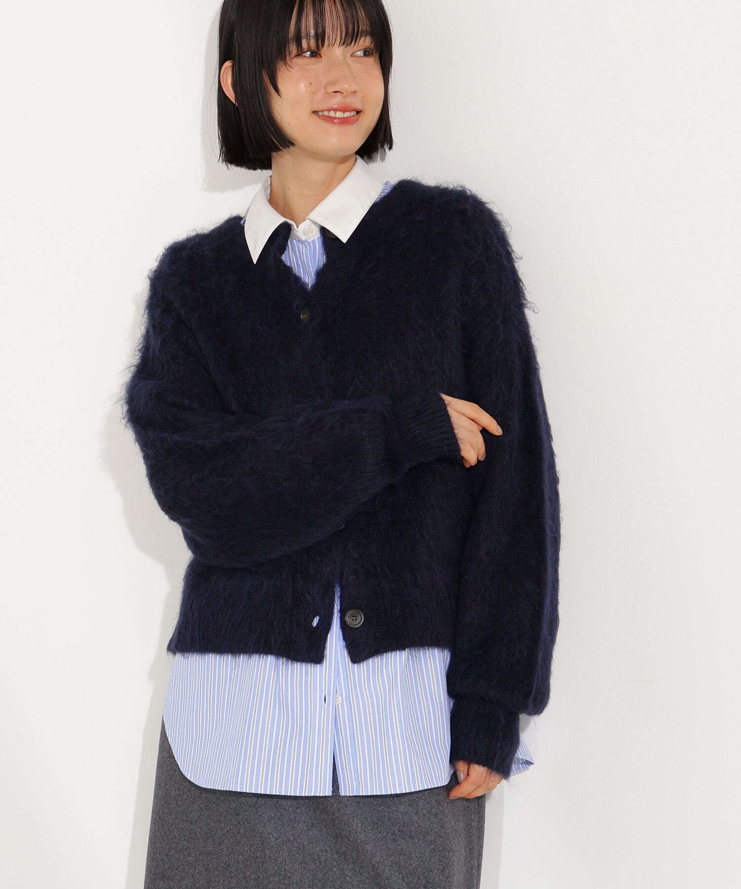  「クルーネックフェザーカーディガン」|ニット・セーター|