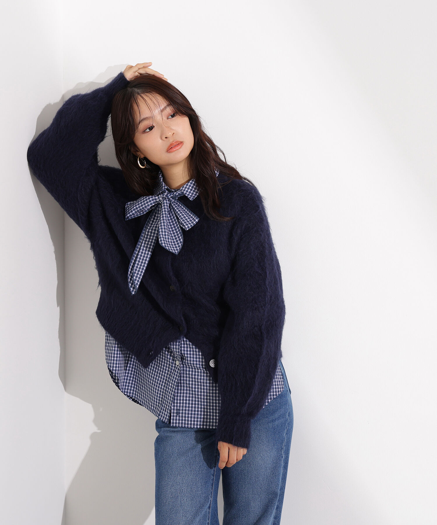  「クルーネックフェザーカーディガン」|ニット・セーター|