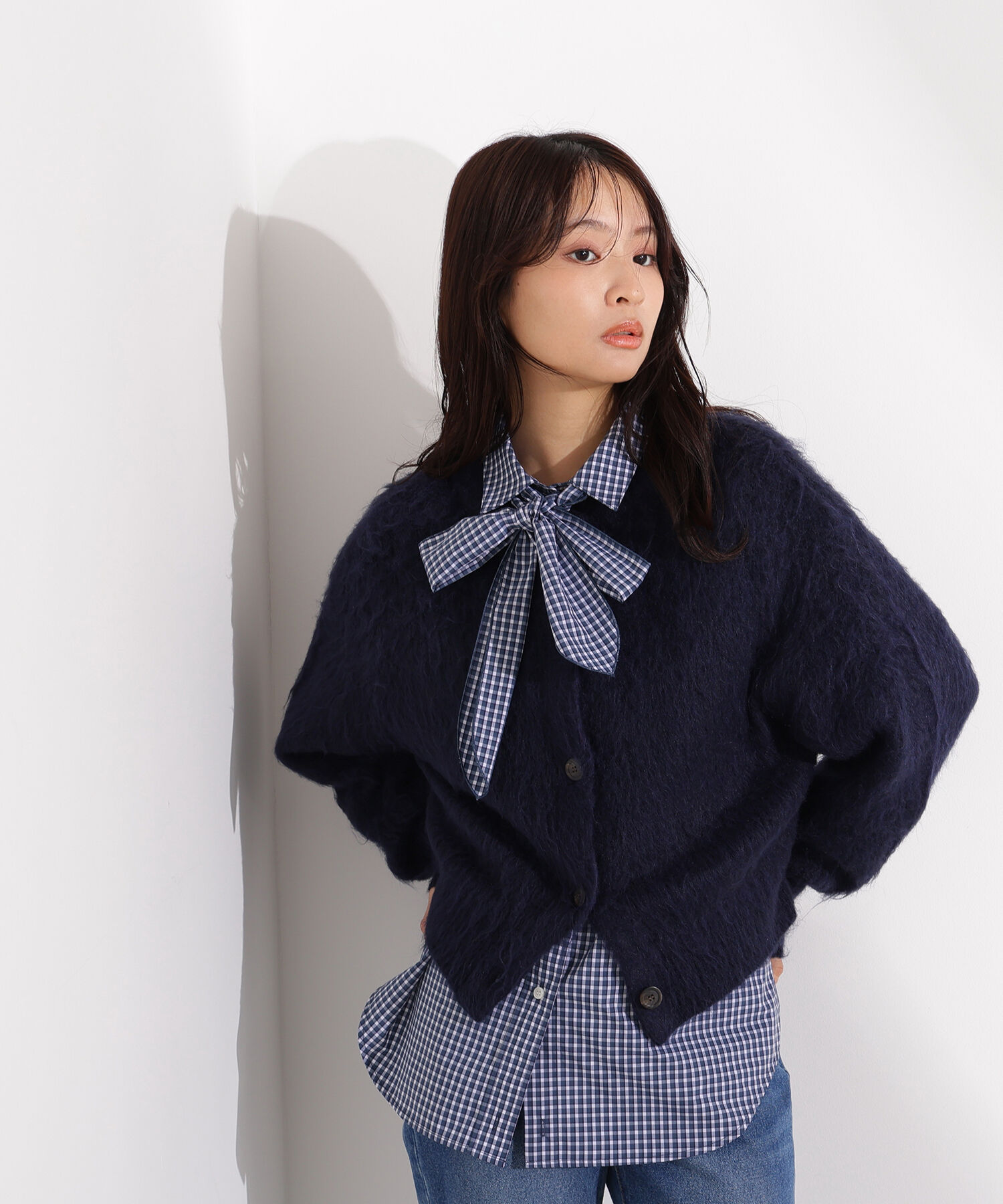  「クルーネックフェザーカーディガン」|ニット・セーター|