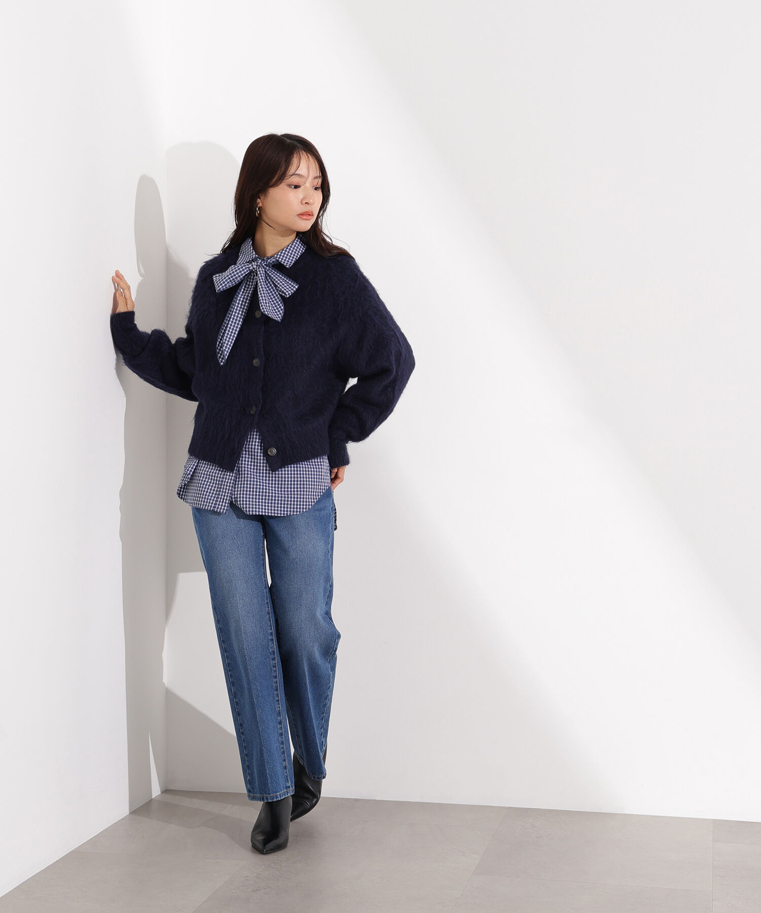  「クルーネックフェザーカーディガン」|ニット・セーター|