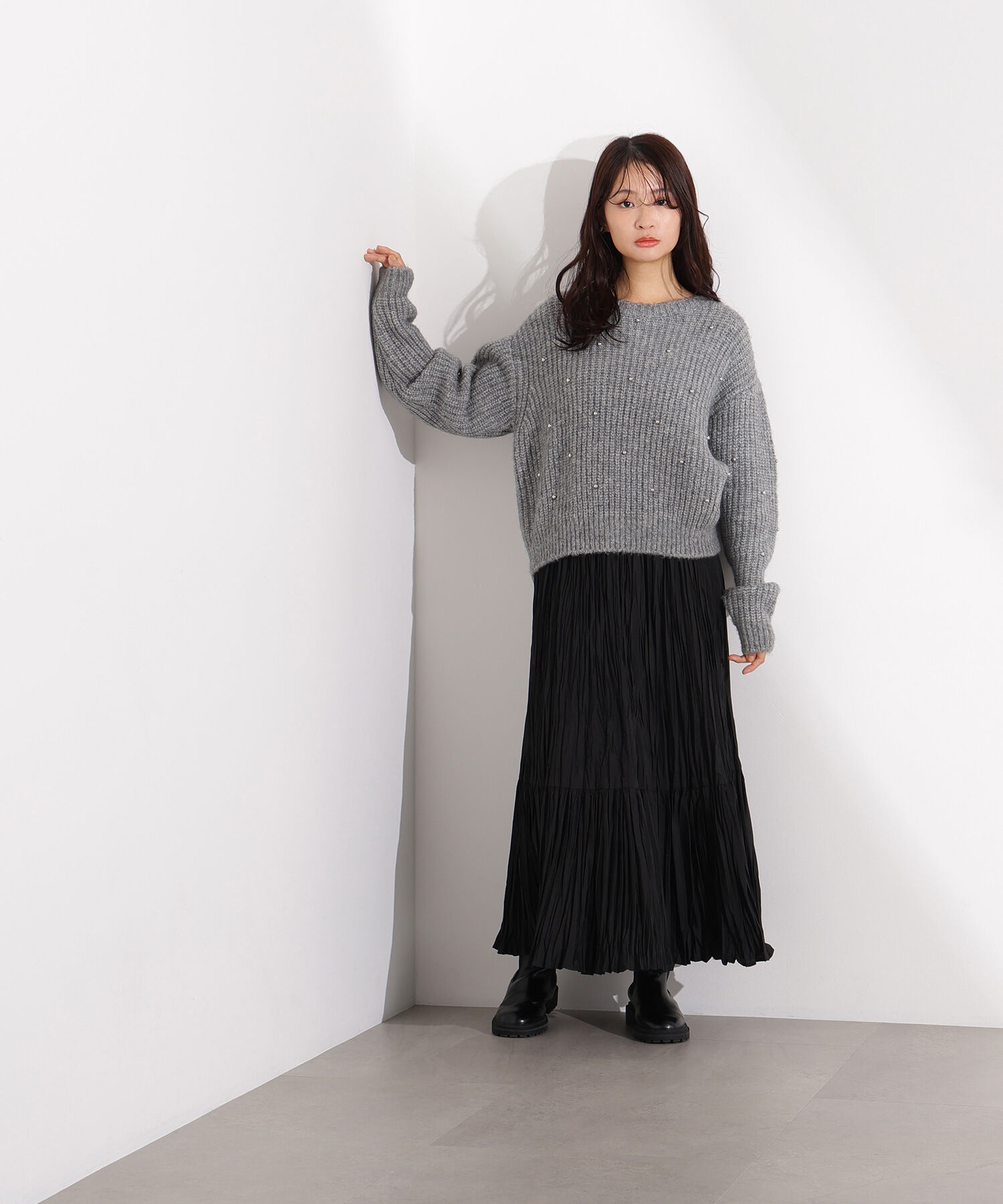  「スタッズ畦ニット」|ニット・セーター|