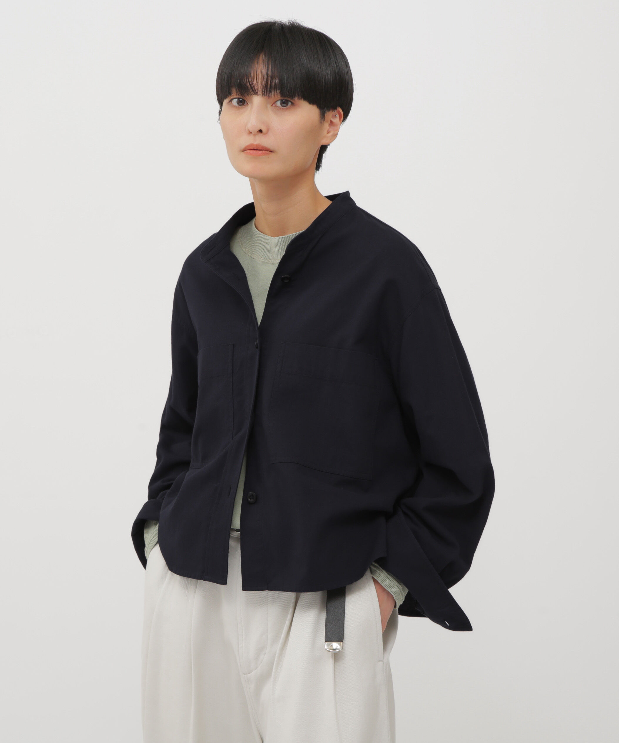 MHL.「FINE COTTON WOOL TWILL SHIRT」|シャツ・ブラウス|DARK NAVY1