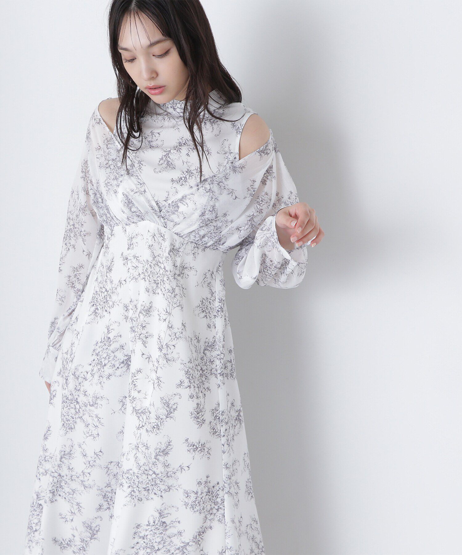  「シアープリントカシュクールワンピース」|ワンピース|