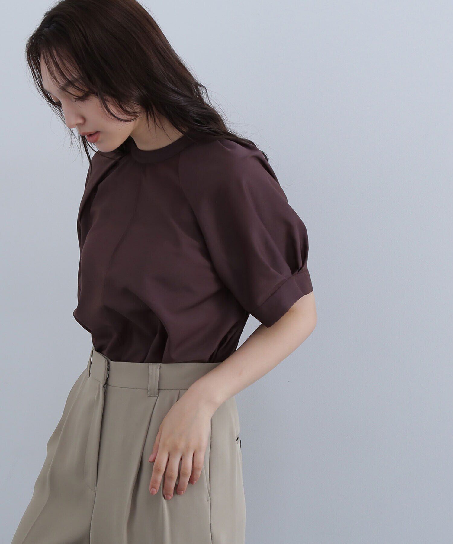  「シアータックスリーブブラウス」|シャツ・ブラウス|ダークブラウ 1