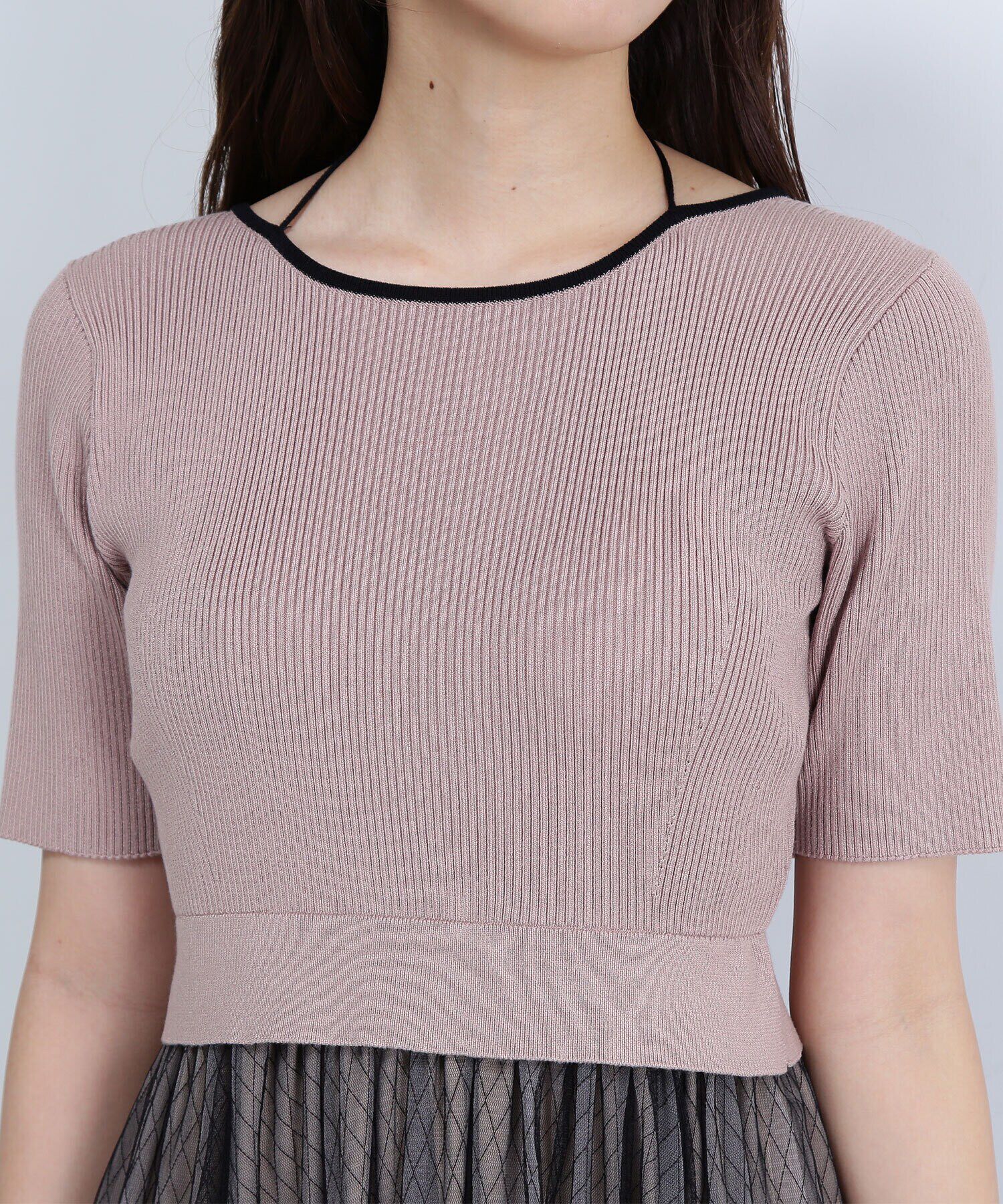  「ダブルチュールドッキングニットワンピース」|ワンピース|