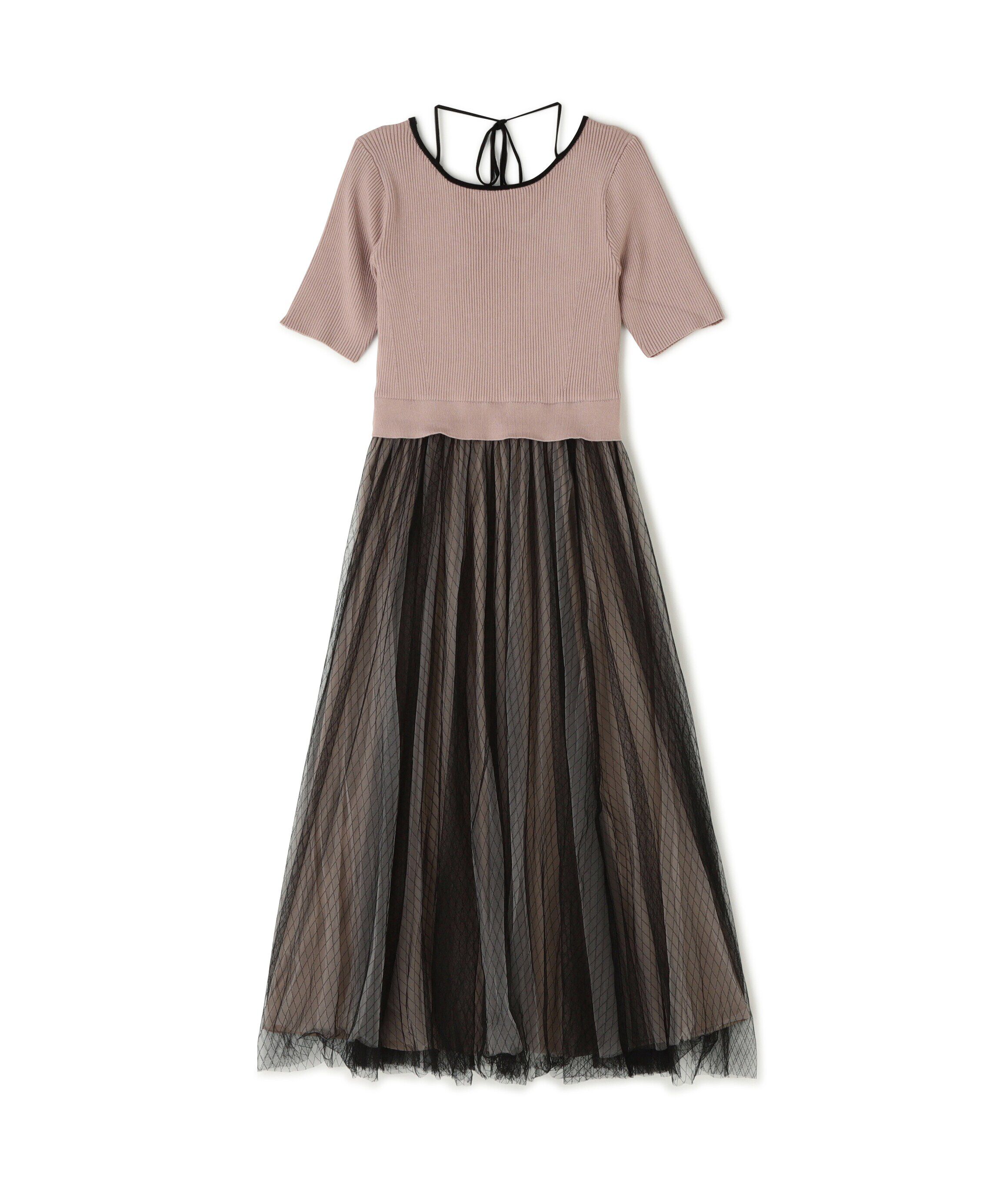  「ダブルチュールドッキングニットワンピース」|ワンピース|