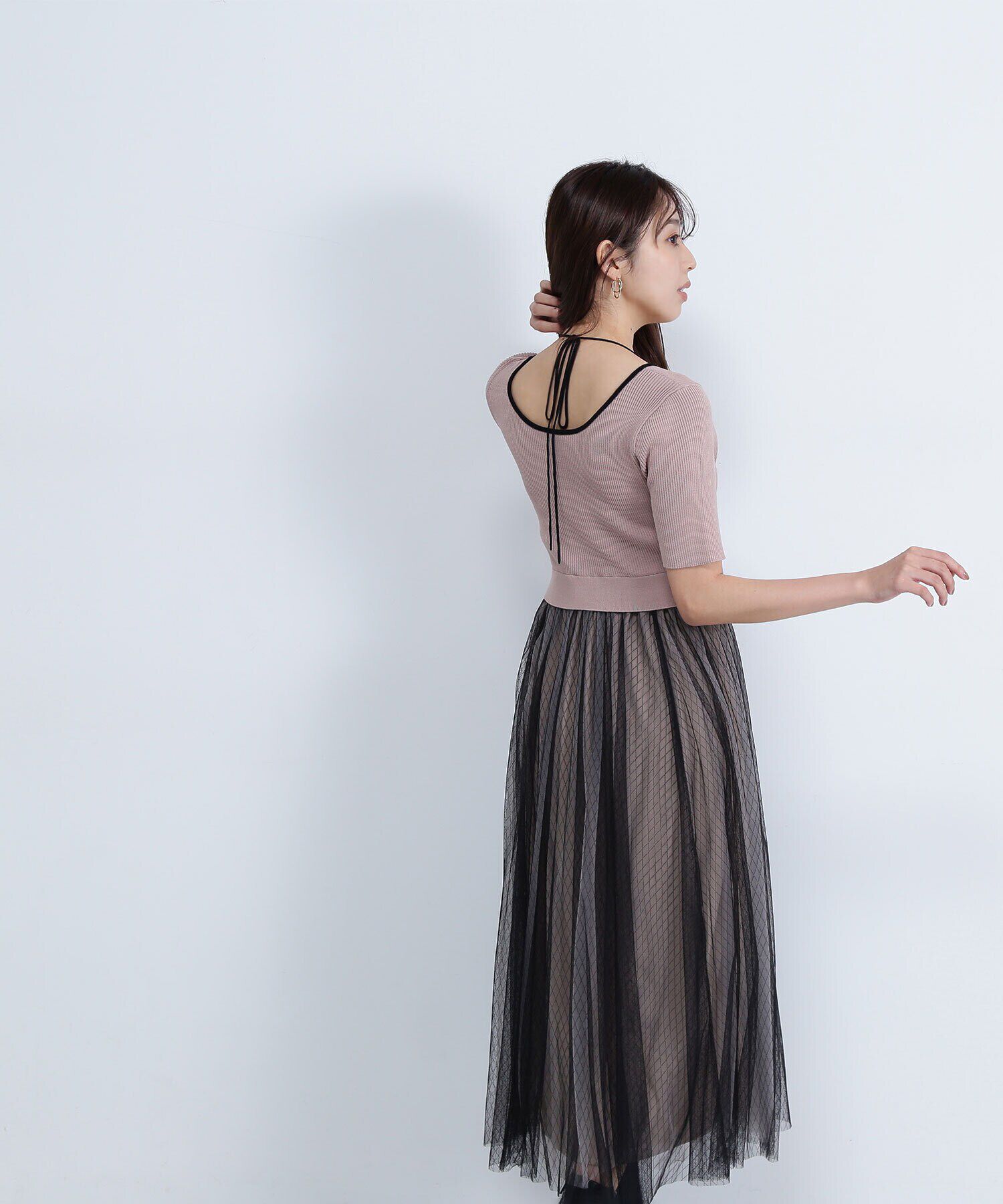  「ダブルチュールドッキングニットワンピース」|ワンピース|