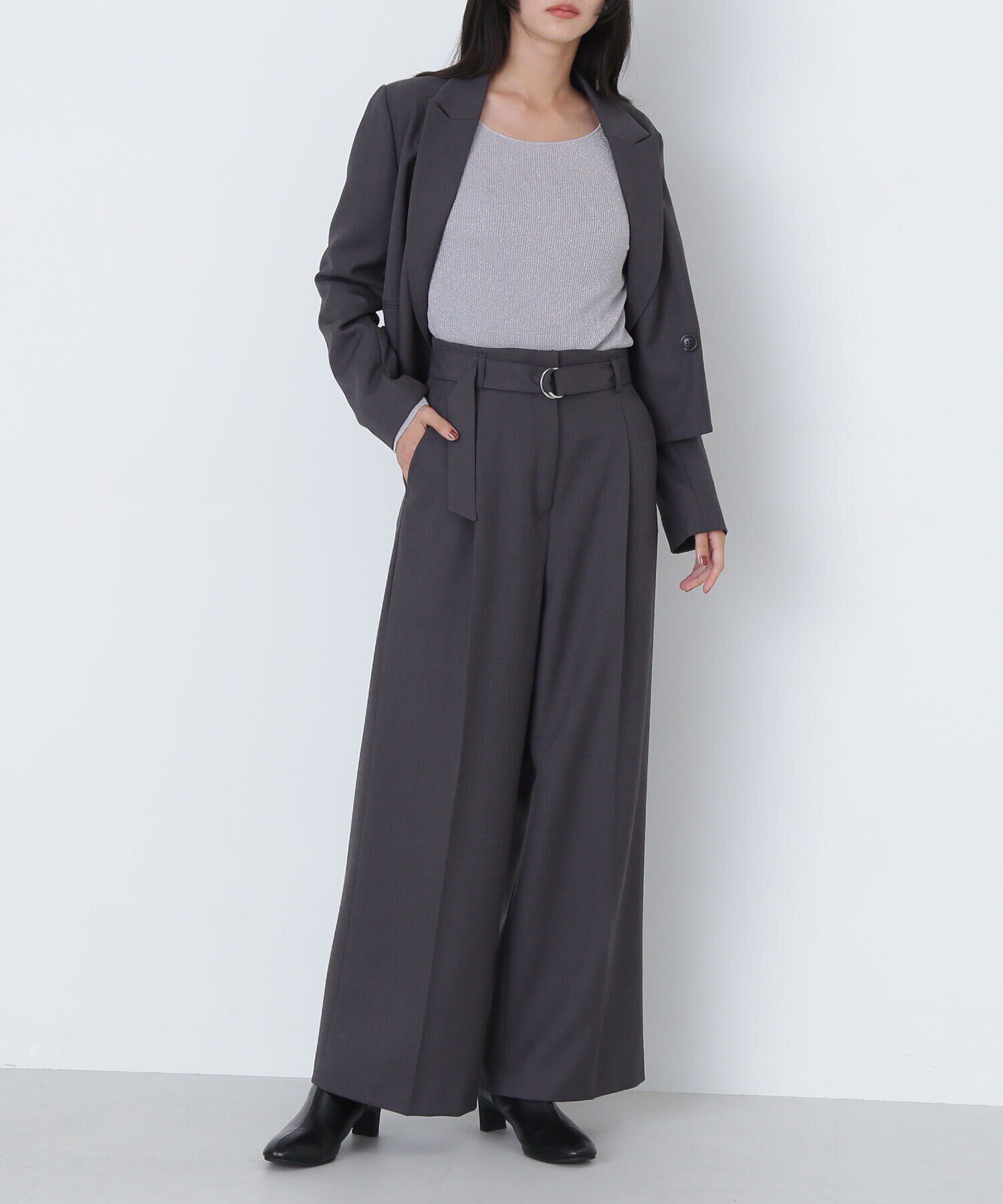  「＜リラクシーセットアップシリーズ＞ベルテッドワイドパンツ」|その他|