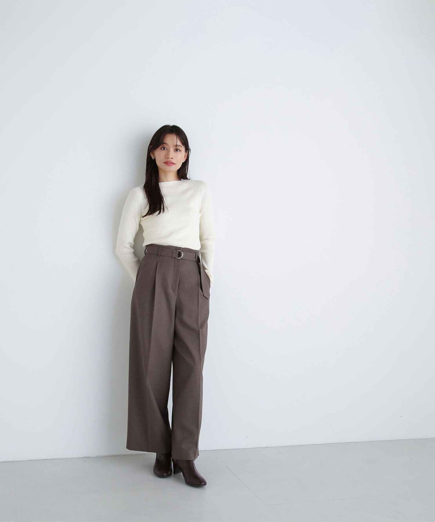  「＜リラクシーセットアップシリーズ＞ベルテッドワイドパンツ」|その他|グレイッシュ