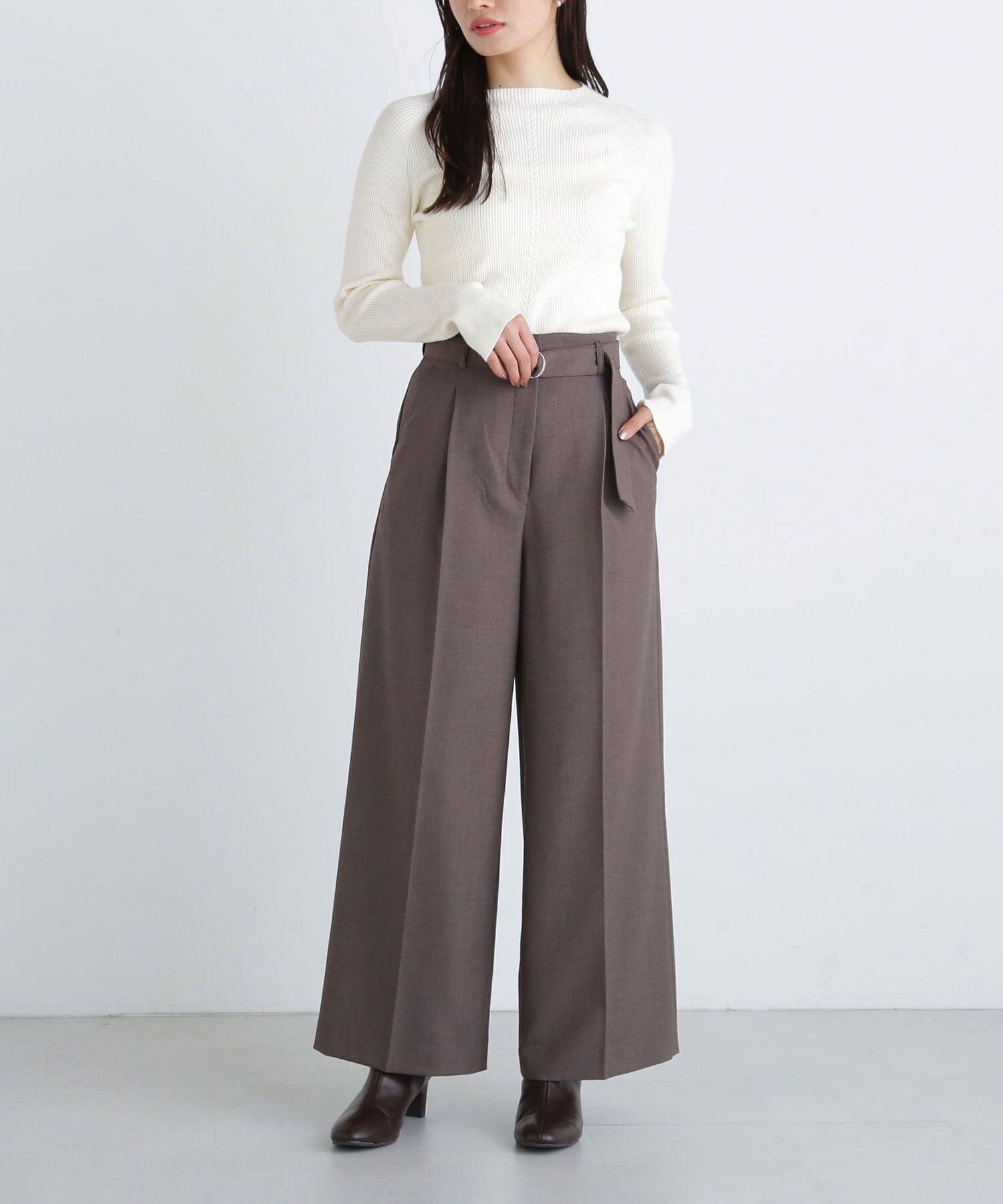  「＜リラクシーセットアップシリーズ＞ベルテッドワイドパンツ」|その他|