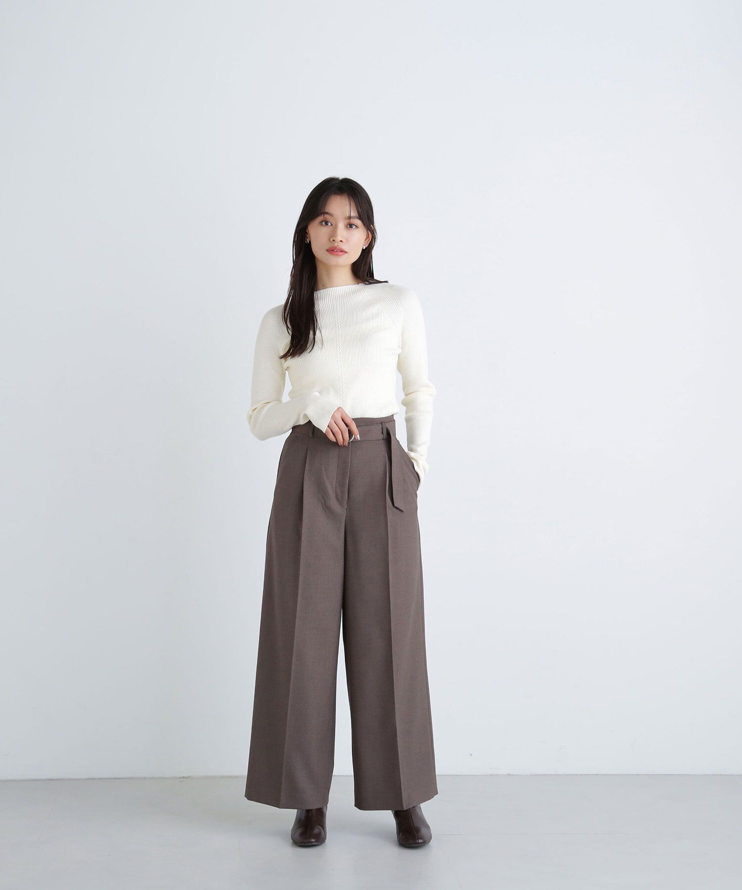  「＜リラクシーセットアップシリーズ＞ベルテッドワイドパンツ」|その他|