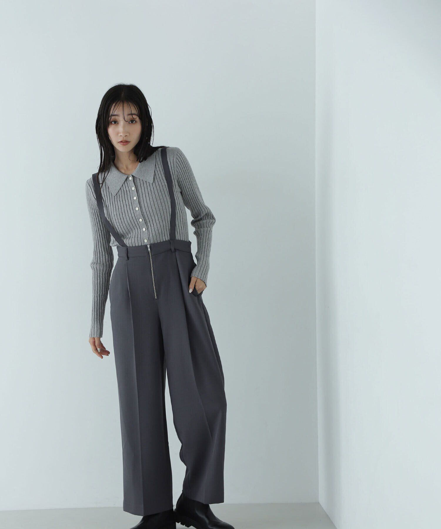  「サス付フロントジップワイドパンツ」|その他|