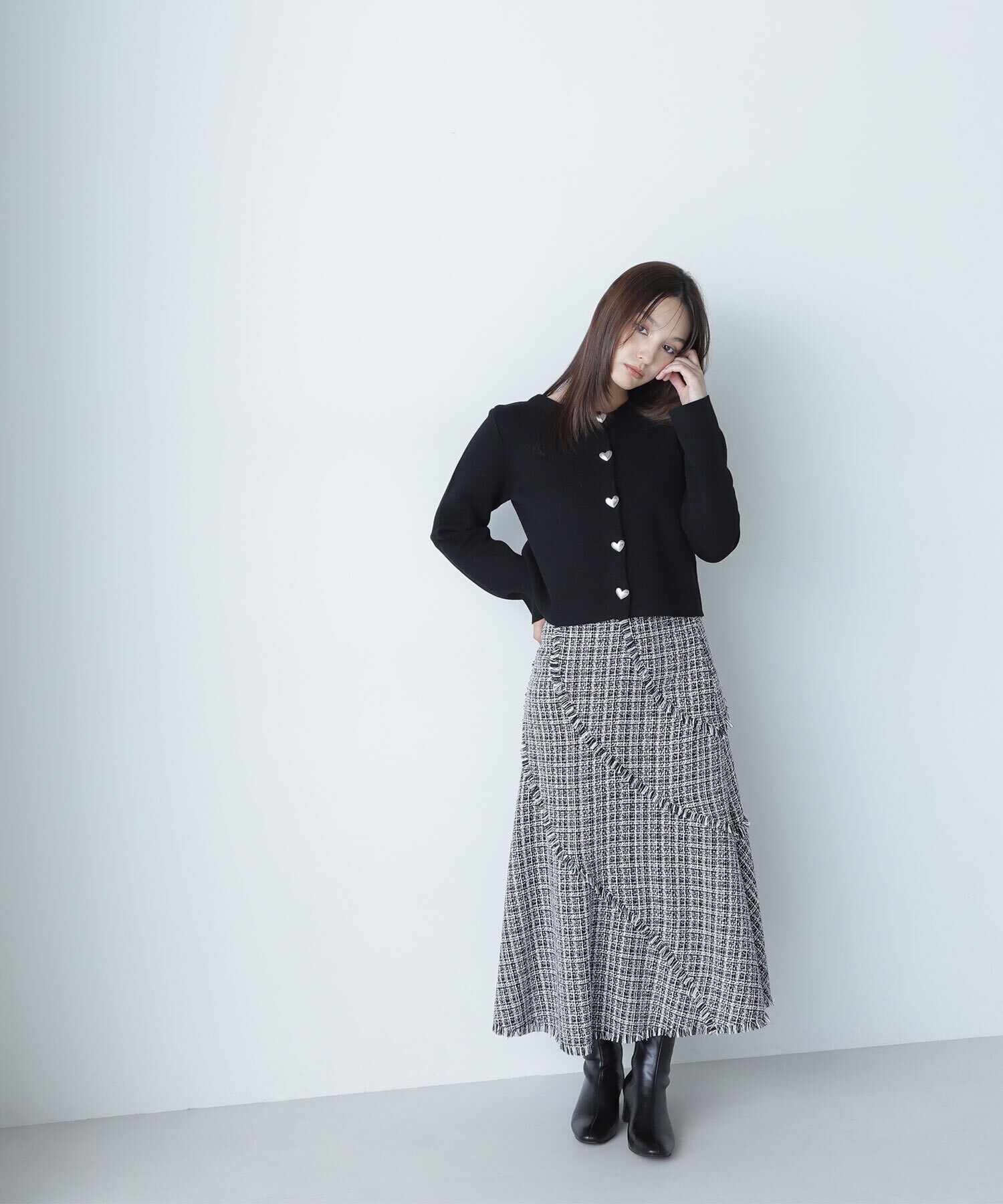 「エスカルゴツイードフリンジスカート」|スカート|
