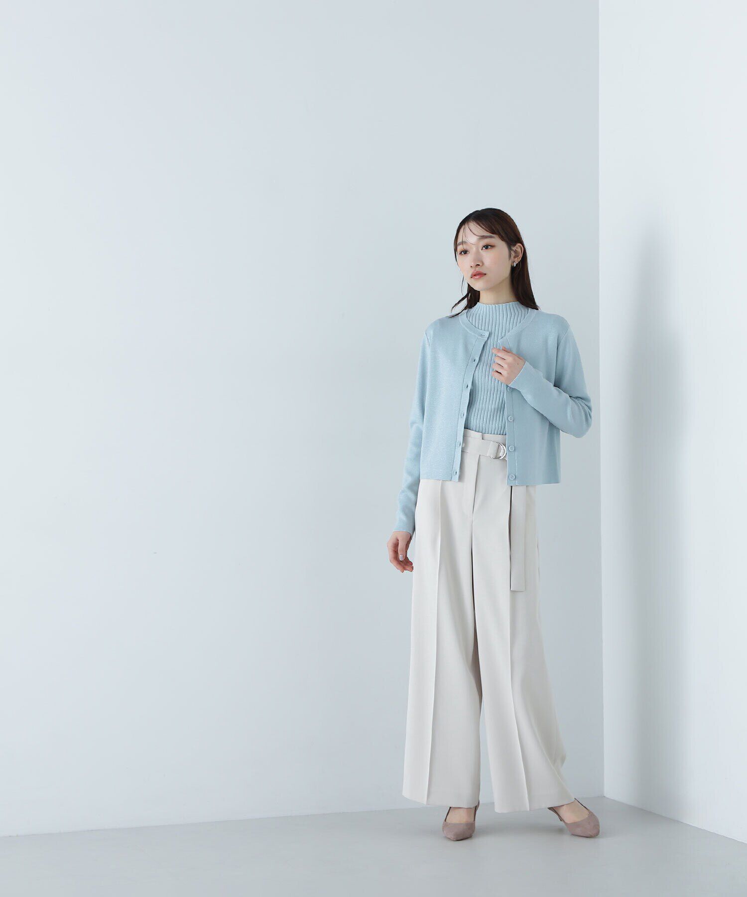  「ハイウエストベルテッドパンツ」|その他|エクリュ1