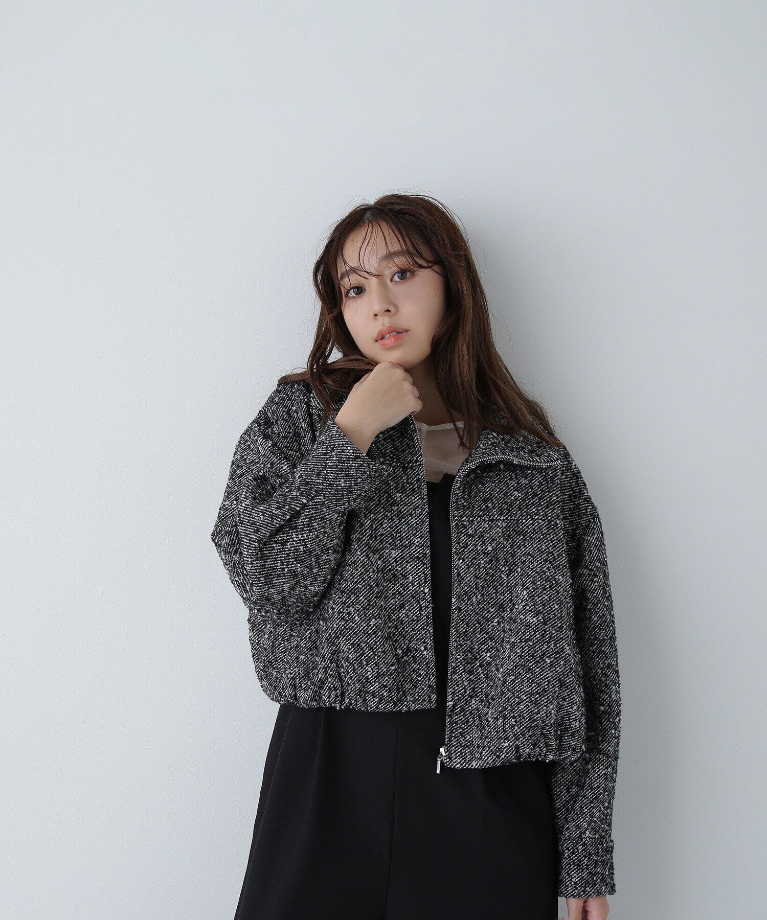  「スタンドネックツイードブルゾン」|ブルゾン・スタジャン|