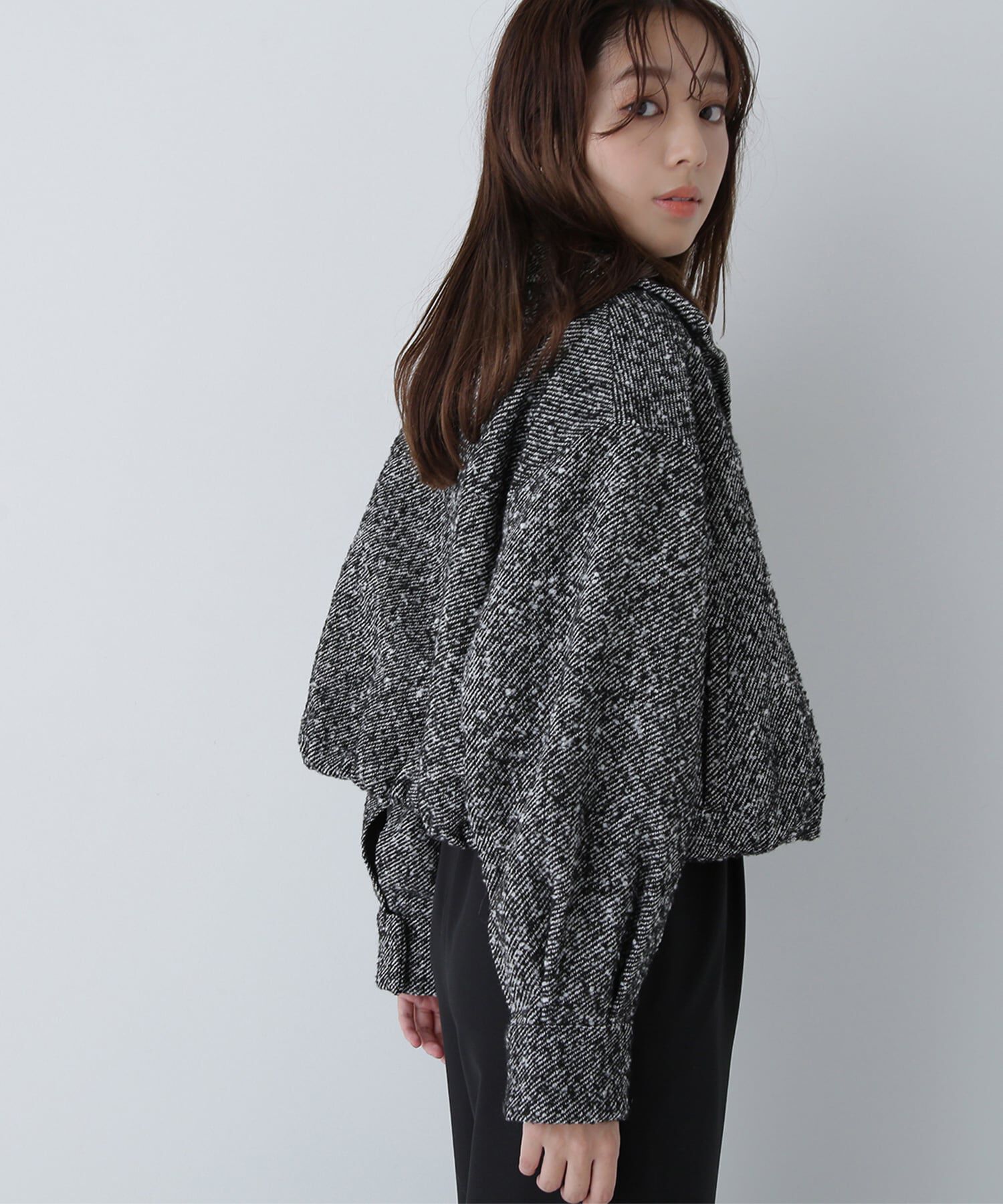  「スタンドネックツイードブルゾン」|ブルゾン・スタジャン|