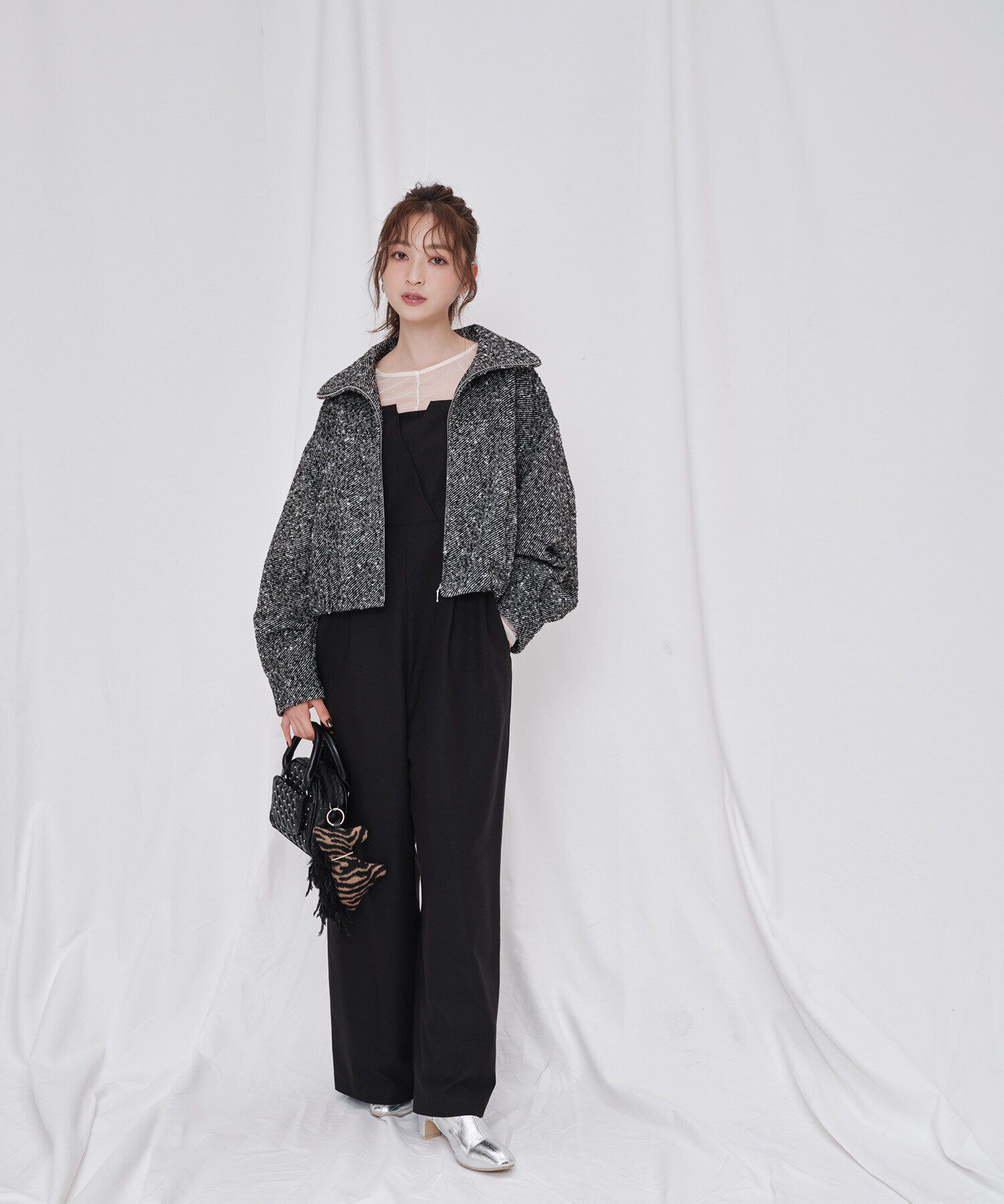  「スタンドネックツイードブルゾン」|ブルゾン・スタジャン|