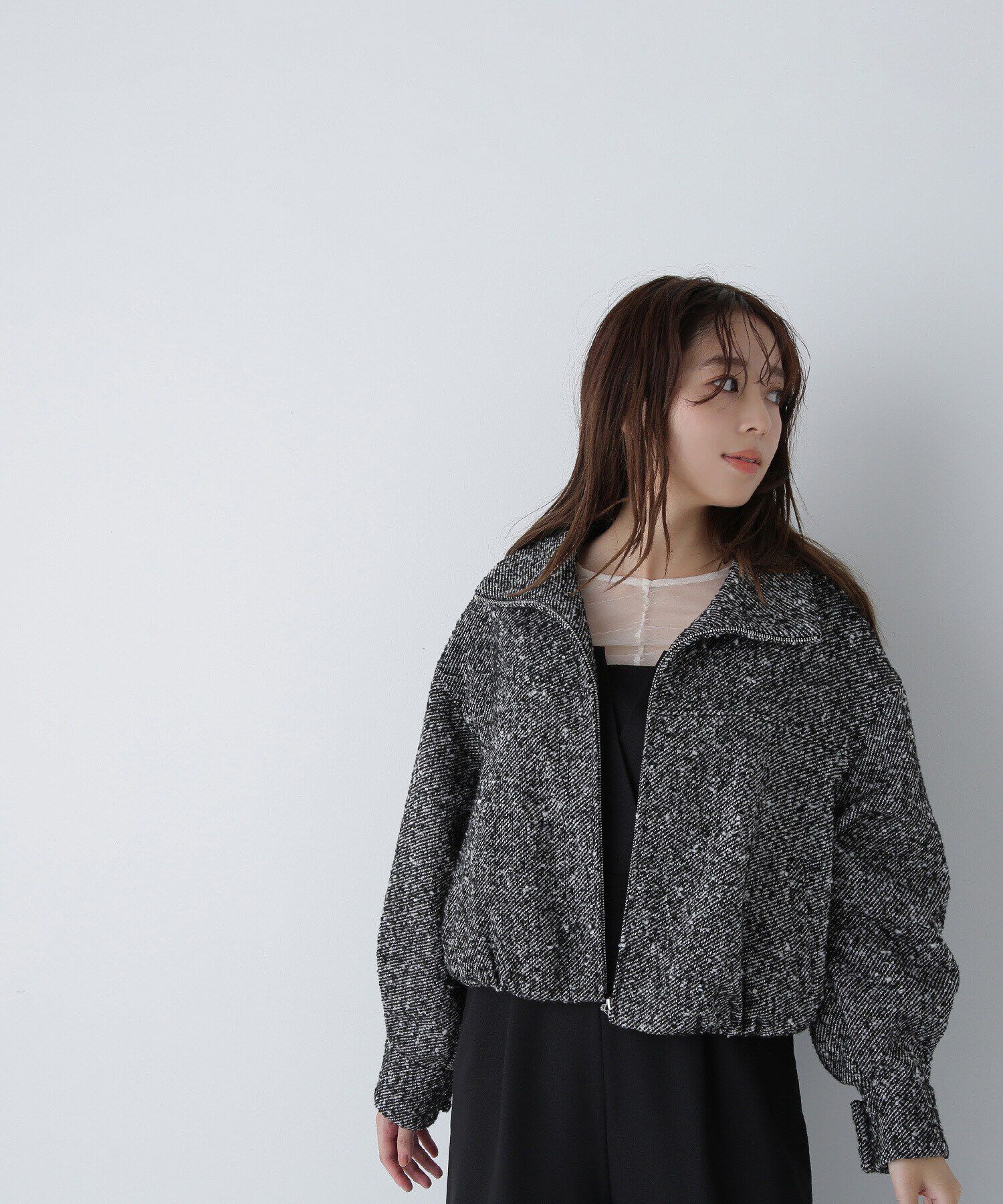  「スタンドネックツイードブルゾン」|ブルゾン・スタジャン|