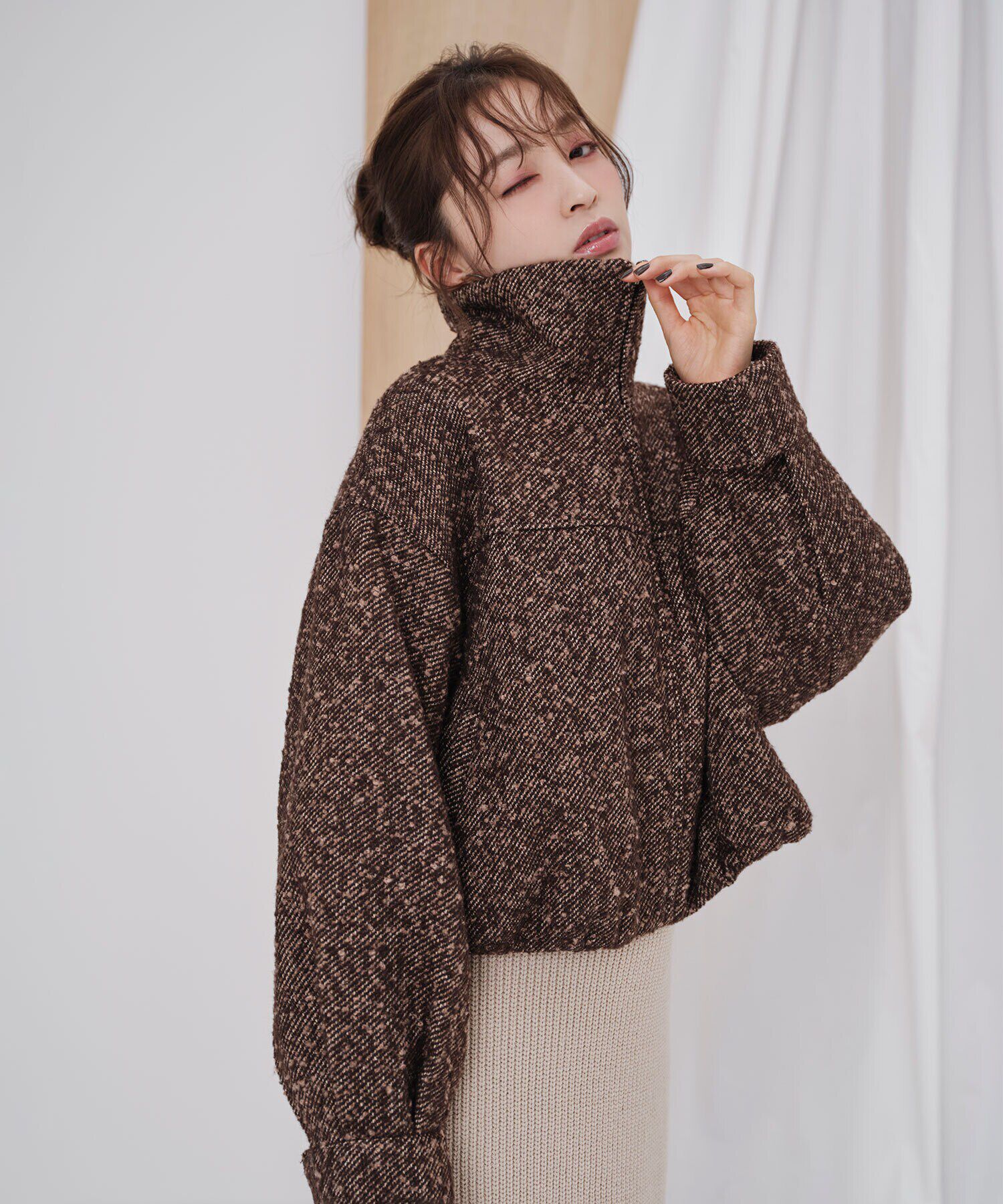  「スタンドネックツイードブルゾン」|ブルゾン・スタジャン|ブラウンベー 2