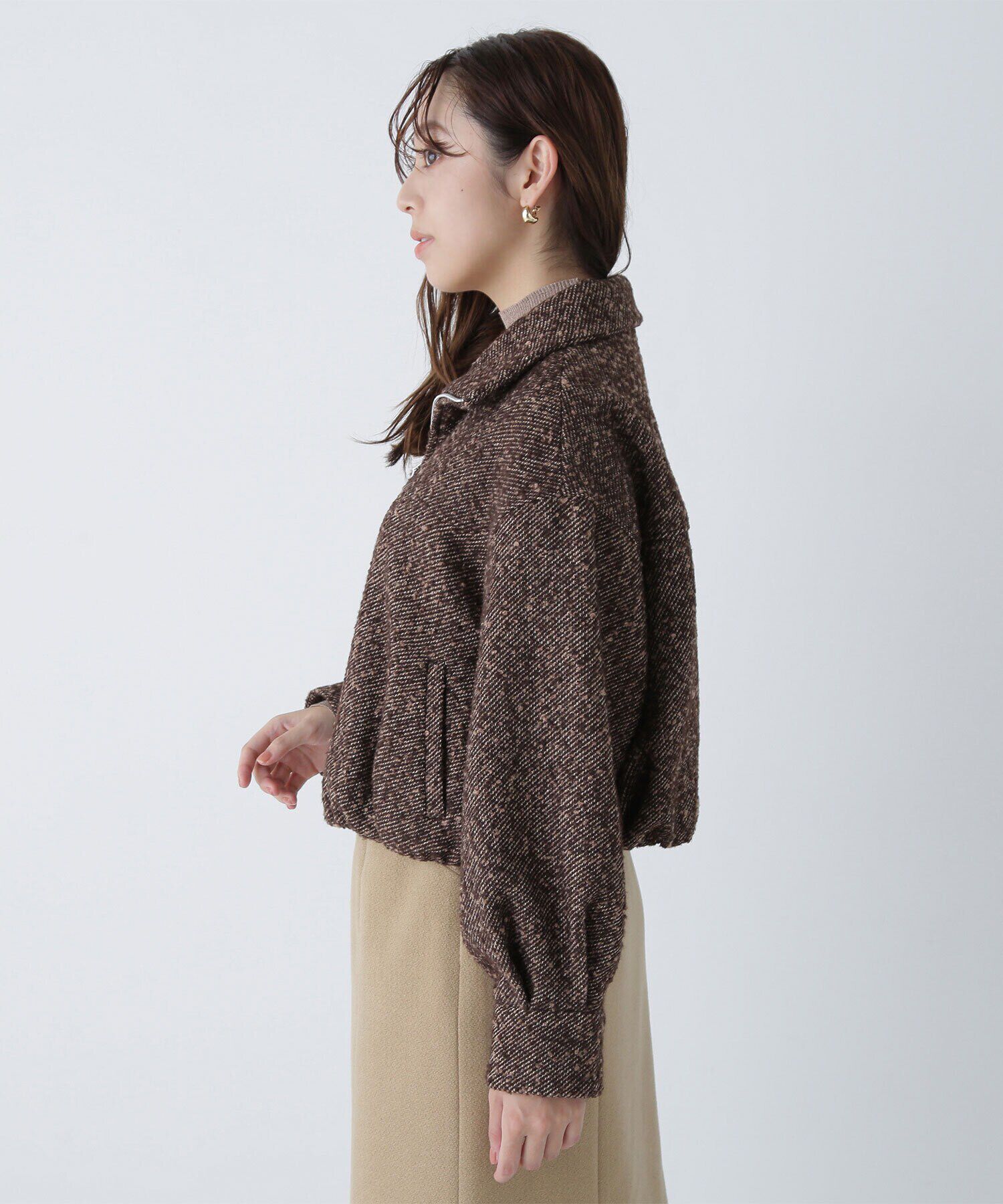  「スタンドネックツイードブルゾン」|ブルゾン・スタジャン|