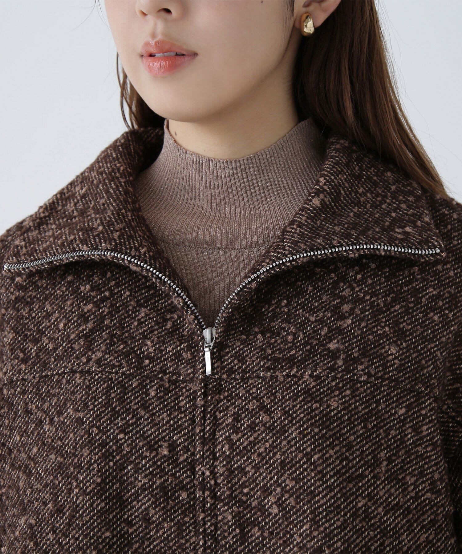  「スタンドネックツイードブルゾン」|ブルゾン・スタジャン|